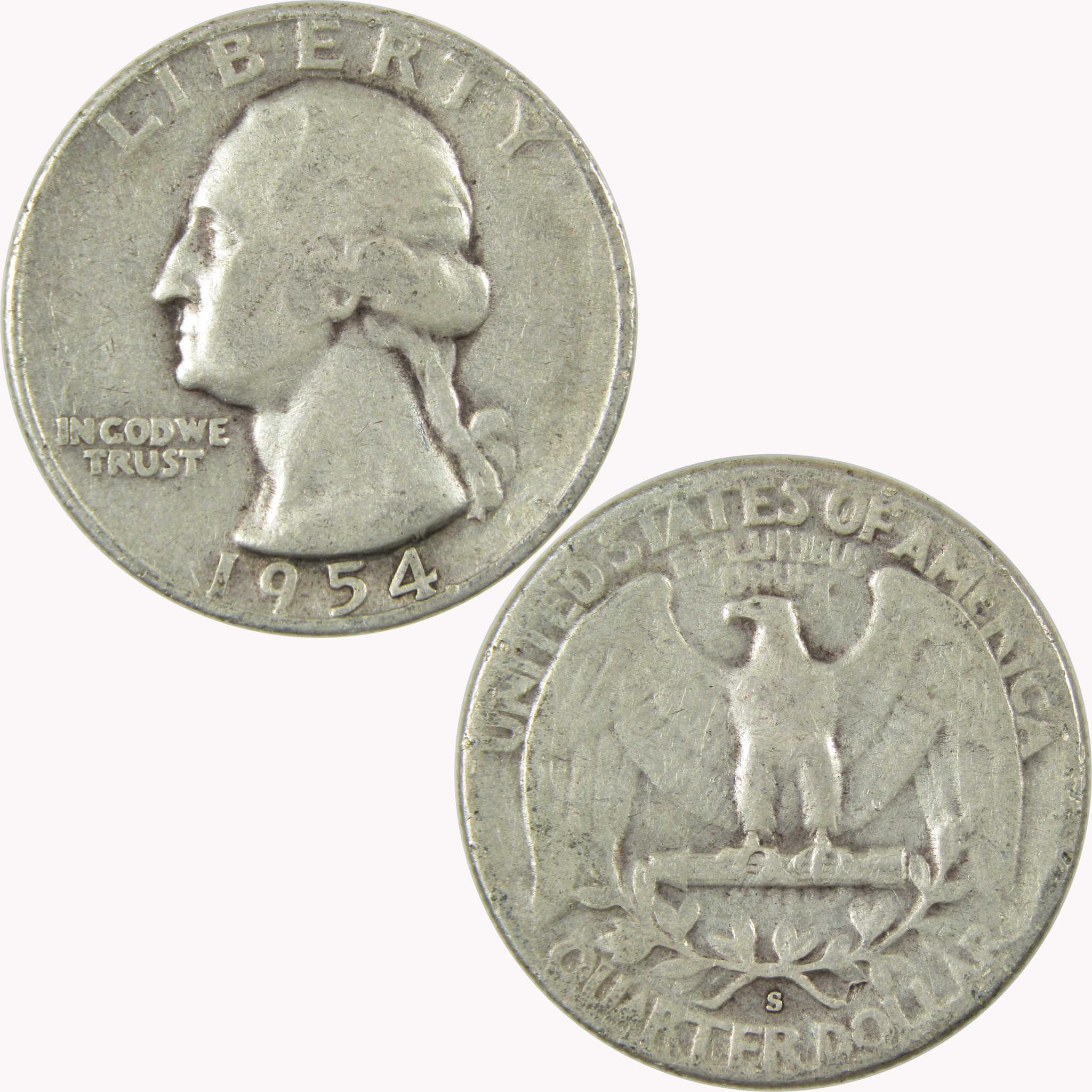1954 S Washington Silver Quarter G Good 25c Coin Collectible
