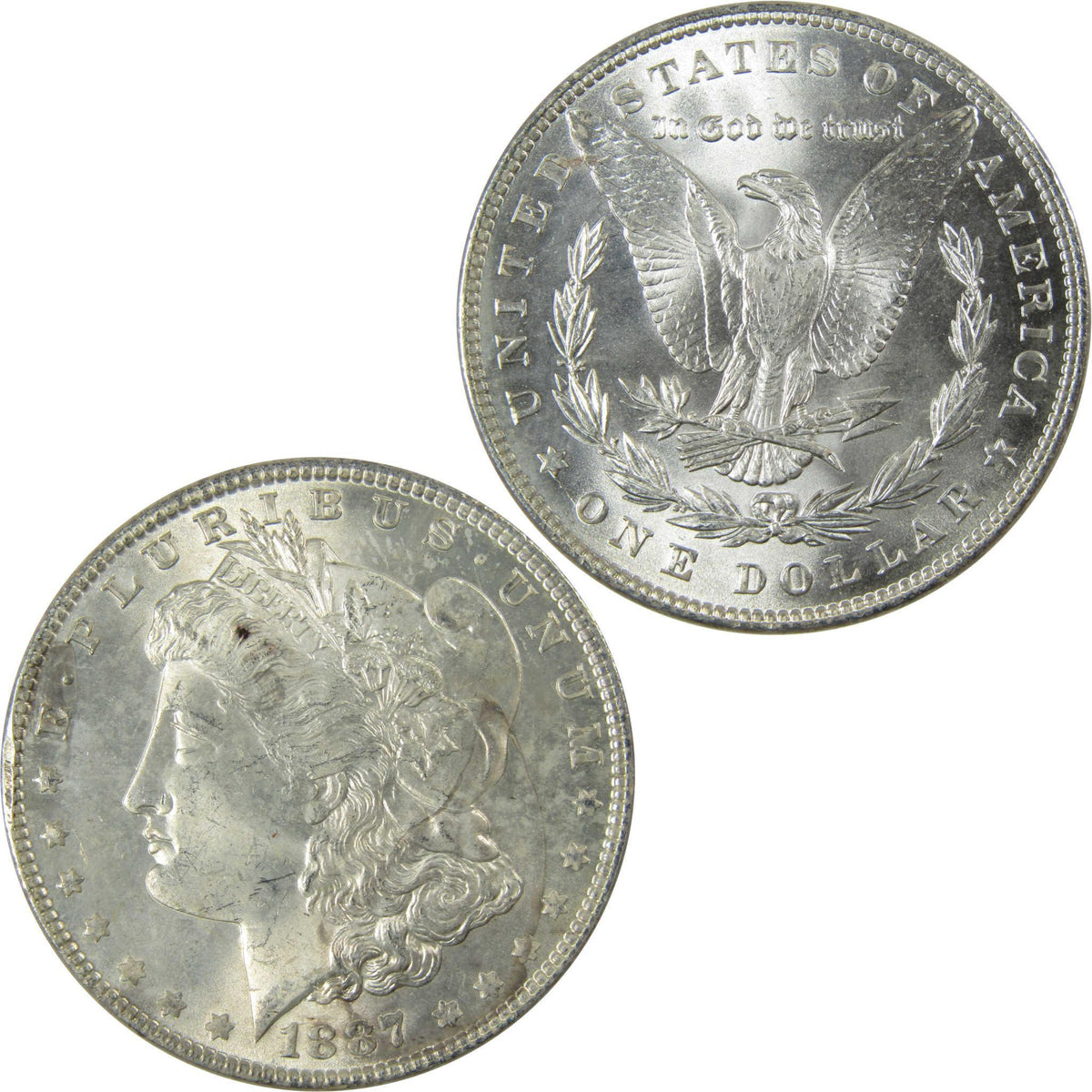 1887 Morgan Silver Dollar Uncirculated Mint State $1 Coin SKU:CP672 - Morgan coin - Morgan silver dollar - Morgan silver dollar for sale - Profile Coins & Collectibles