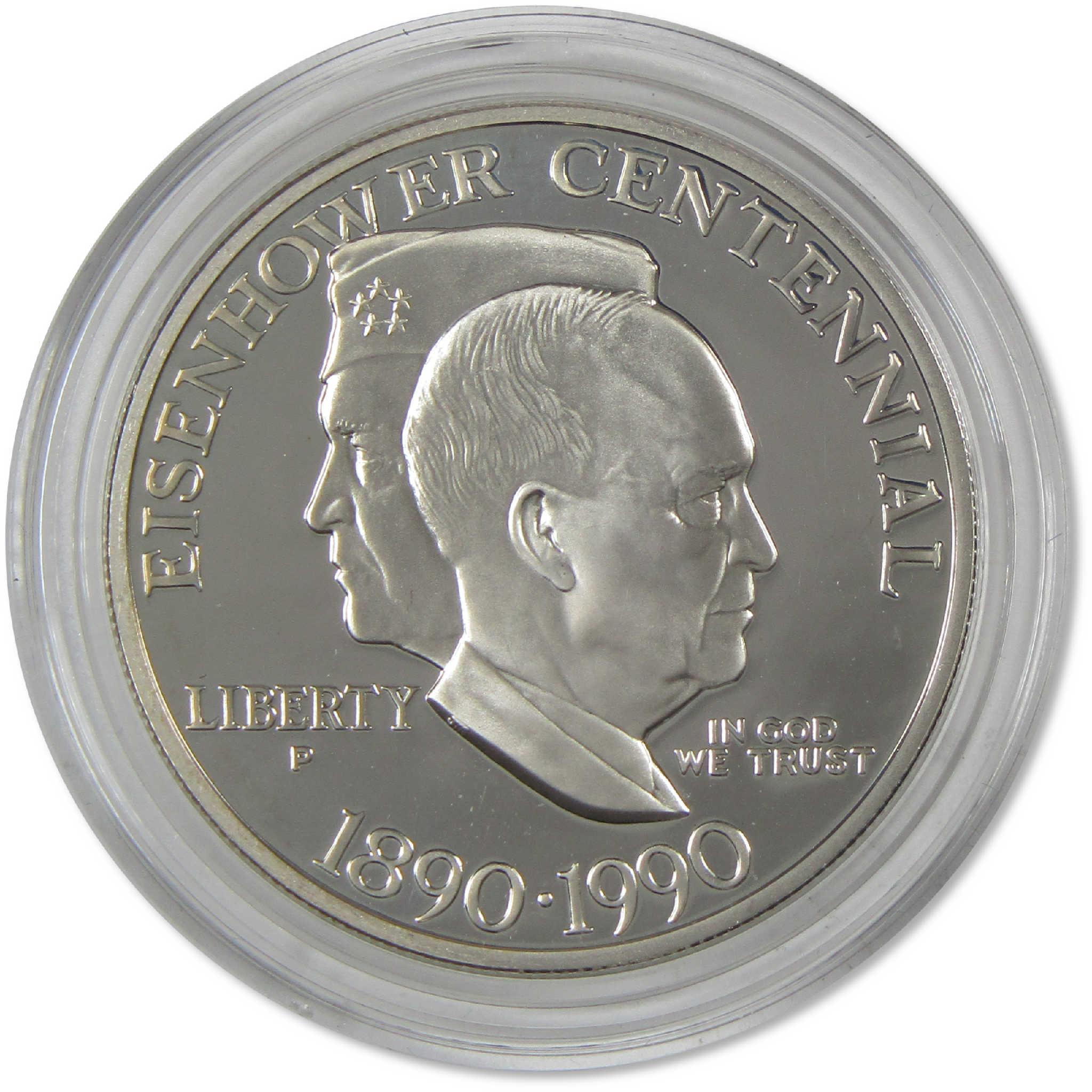 1990 P Eisenhower Centennial Commemorative Silver Dollar Proof OGP COA