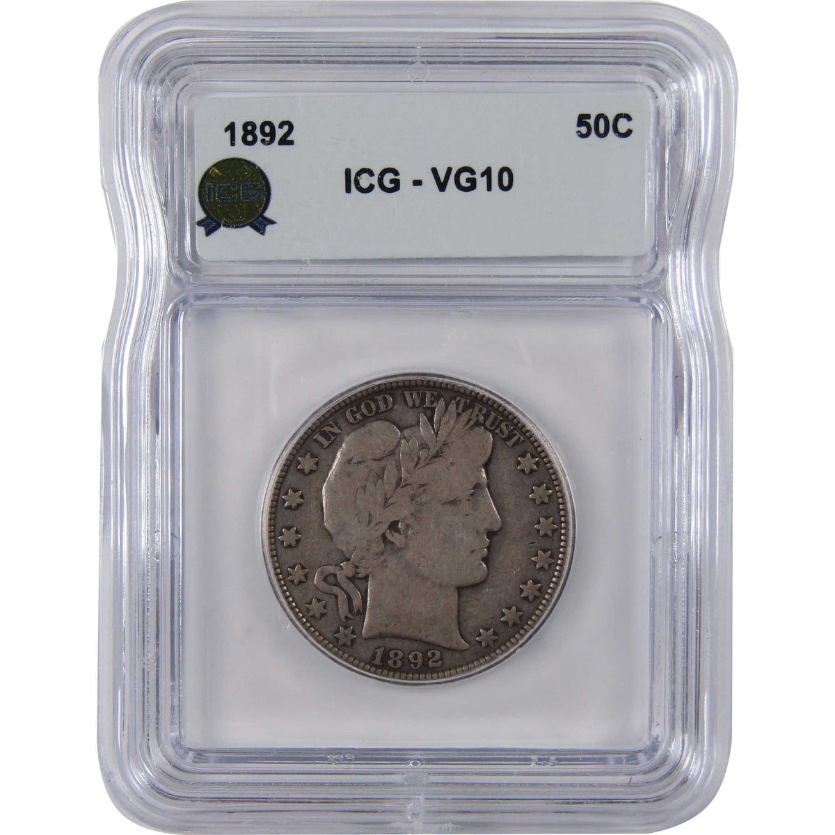 1892 Barber Silver Half Dollar VG 10 ICG 50c Coin SKU:I29143