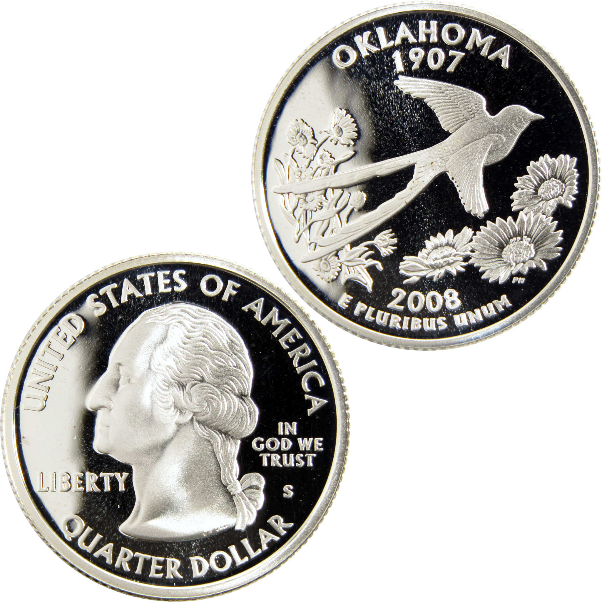 2008 S Oklahoma State Quarter Silver Proof 25c Coin