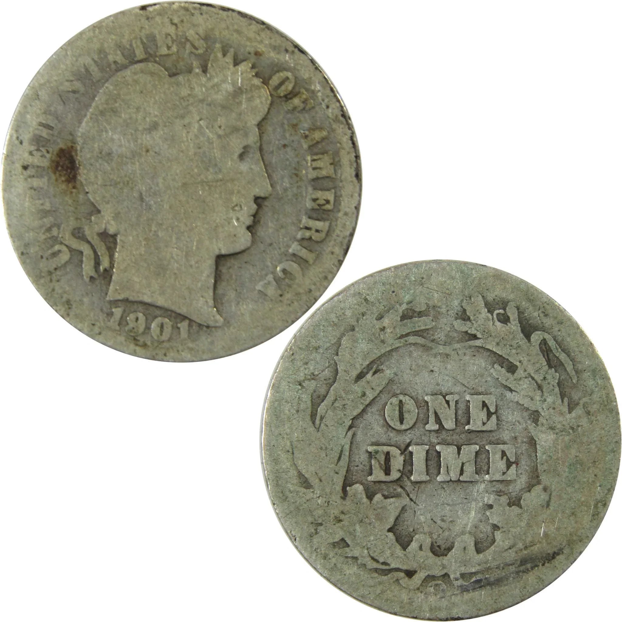 1901 O Barber Silver Dime AG About Good 10c Coin Collectible SKU:CP700