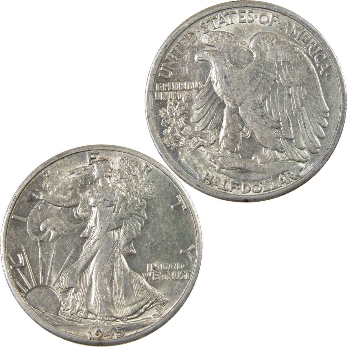 1945 D Liberty Walking Silver 50c Borderline Uncirculated SKU:I28661