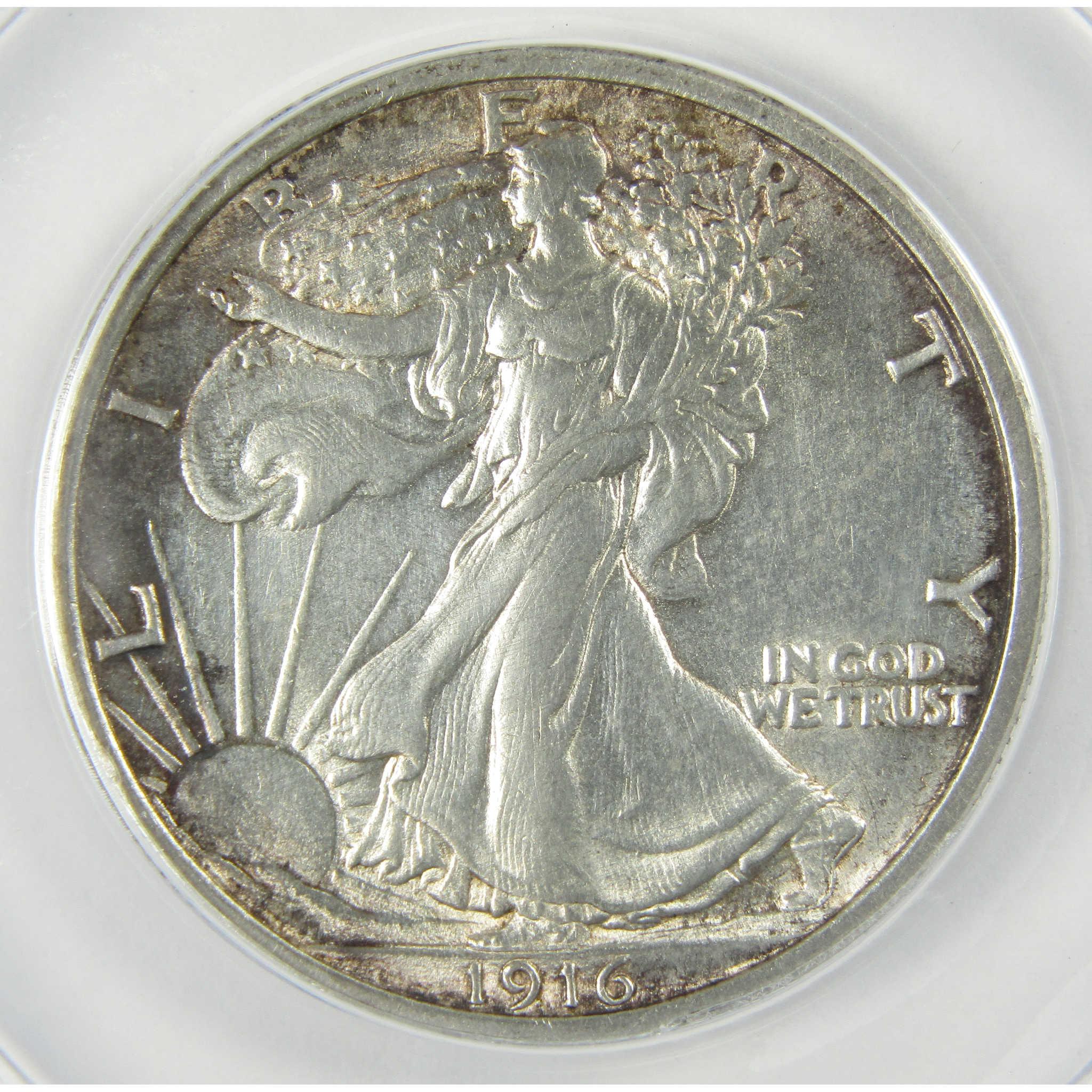 1916 Liberty Walking Silver Half Dollar AU 50 Details ANACS SKU:CP580