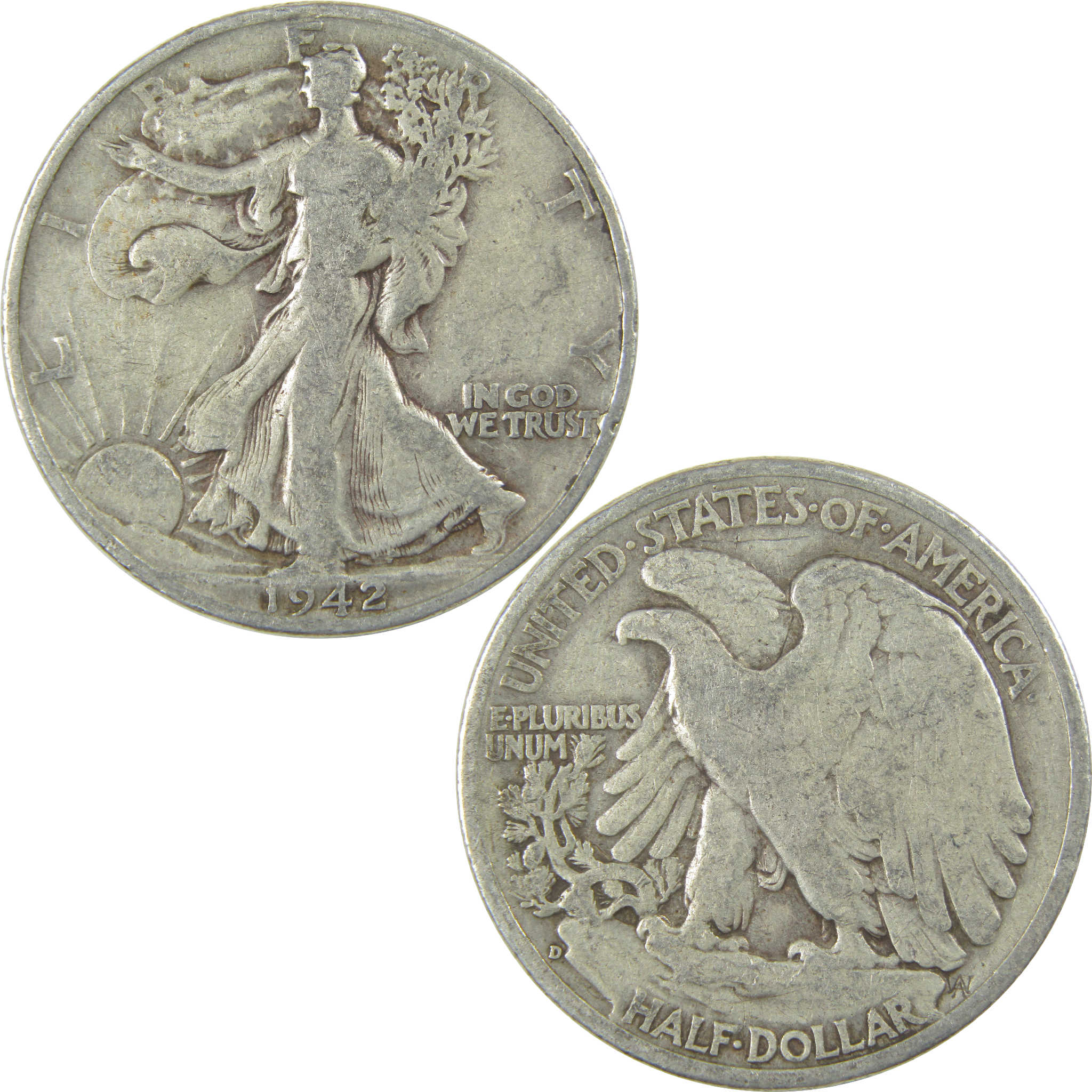 1942 D Liberty Walking Half Dollar G Good Silver 50c Coin