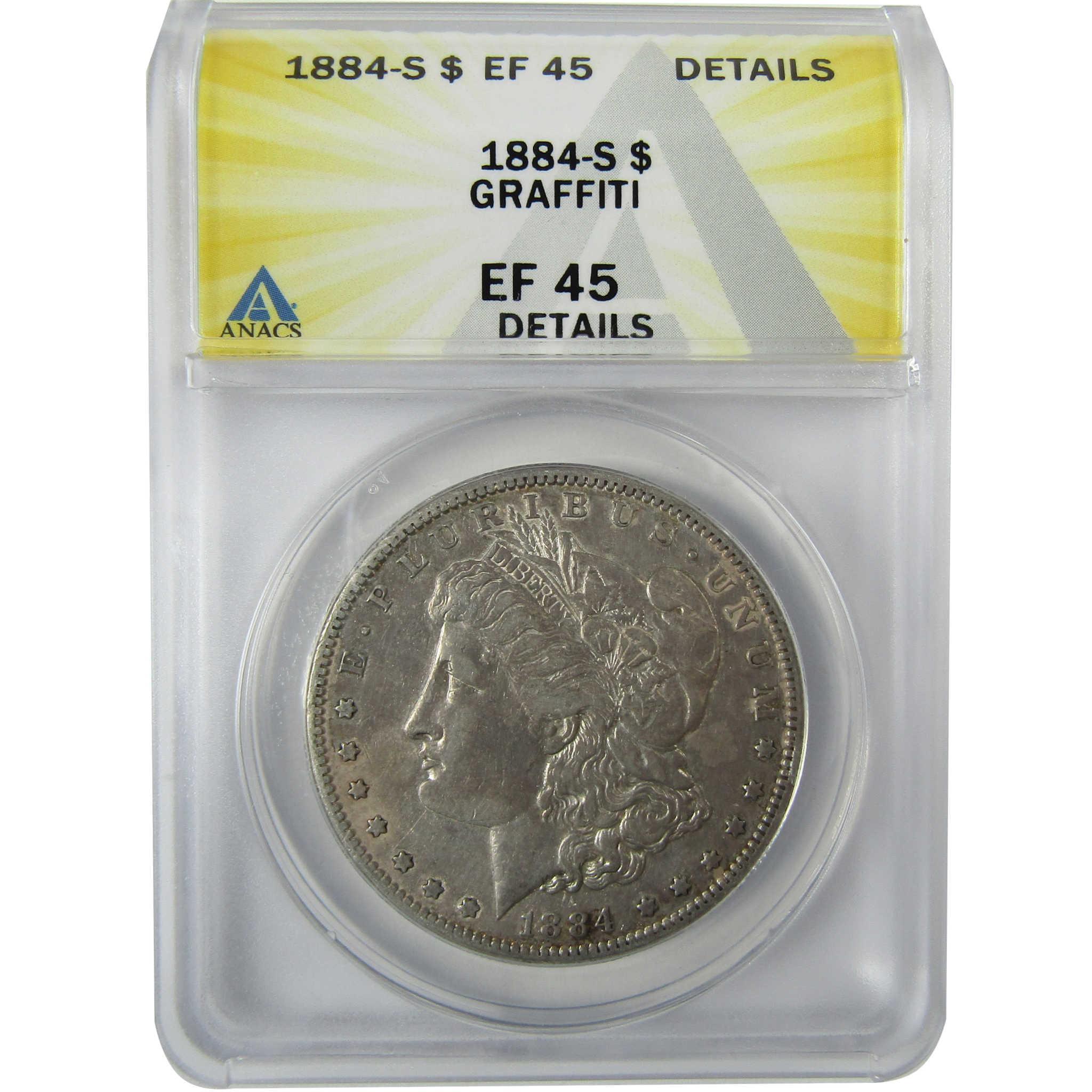 1884 S Morgan Silver Dollar EF 45 Details ANACS $1 Coin SKU:CP840 - Morgan coin - Morgan silver dollar - Morgan silver dollar for sale - Profile Coins & Collectibles