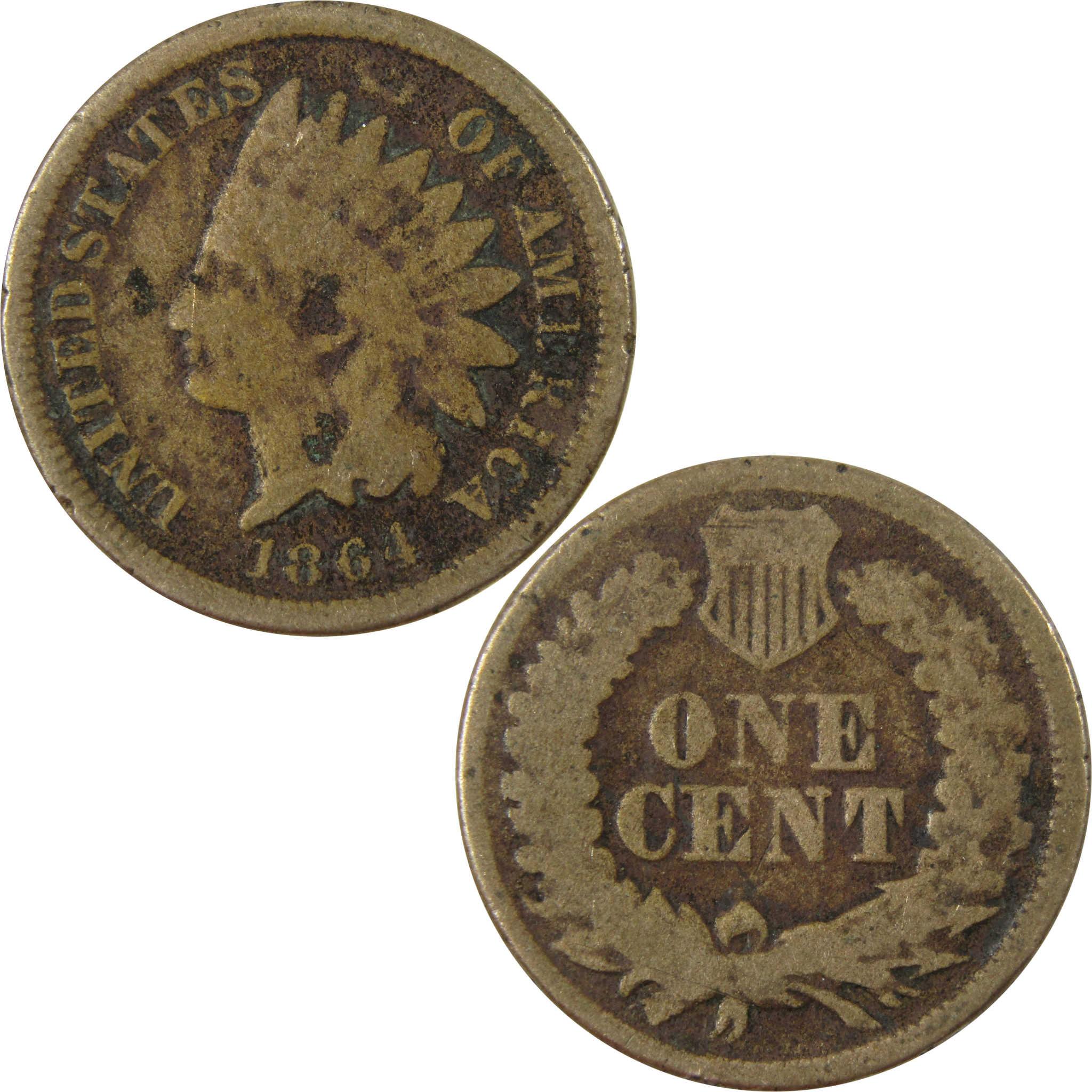 1864 Indian Head Copper-Nickel Cent G Good Details Penny SKU:CP1218