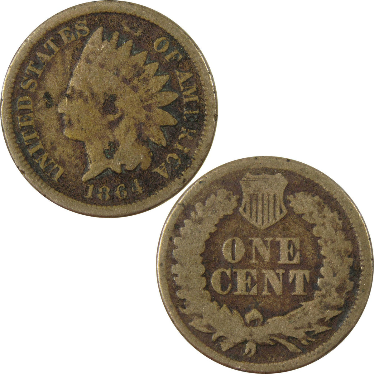 1864 Indian Head Copper-Nickel Cent G Good Details Penny SKU:CP1218