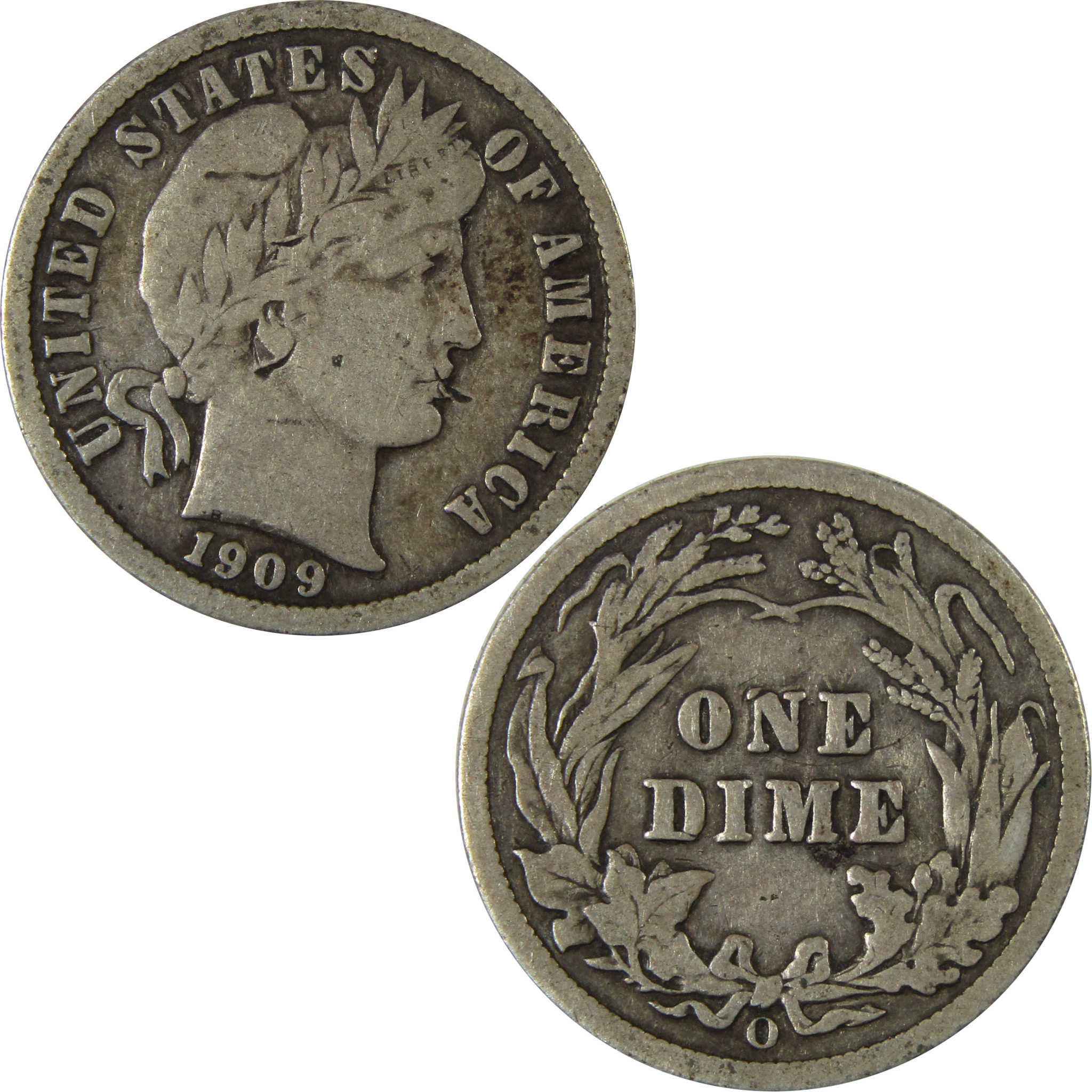 1909 O Barber Silver Dime F Fine Details 10c Coin SKU:CP1009