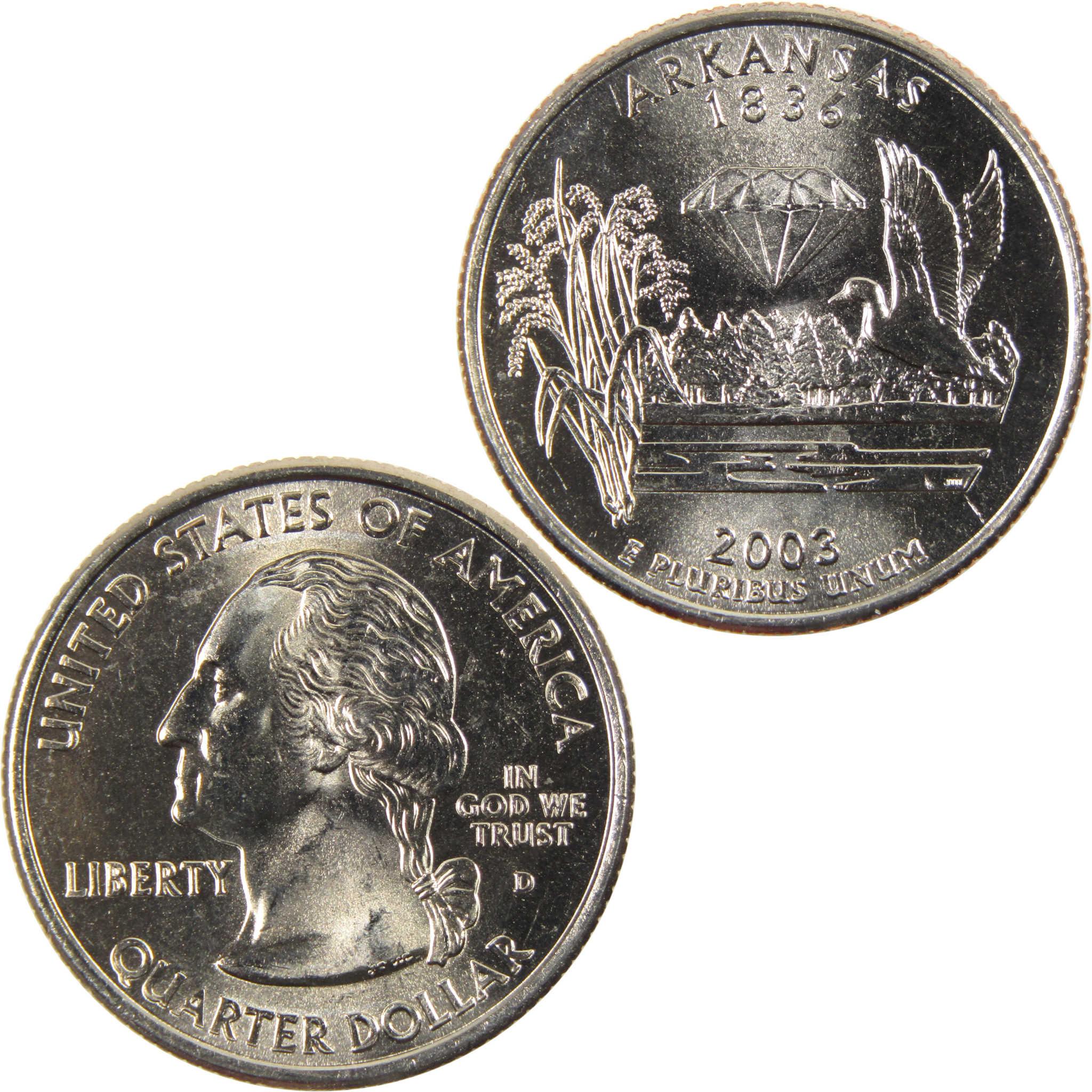 2003 D Arkansas State Quarter BU Uncirculated Clad 25c Coin