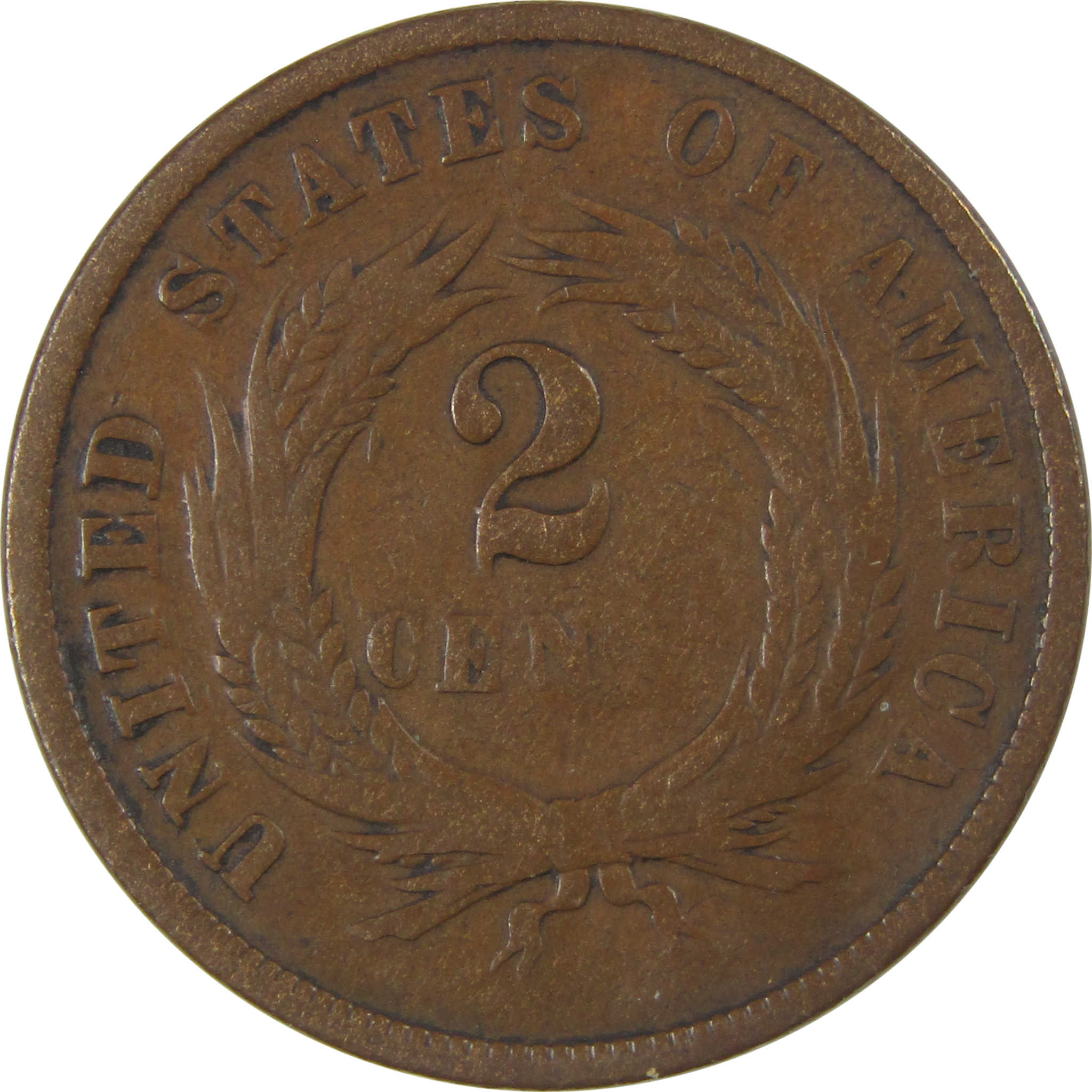 1864 Large Motto Two Cent Piece G Good 2c Coin SKU:CP12