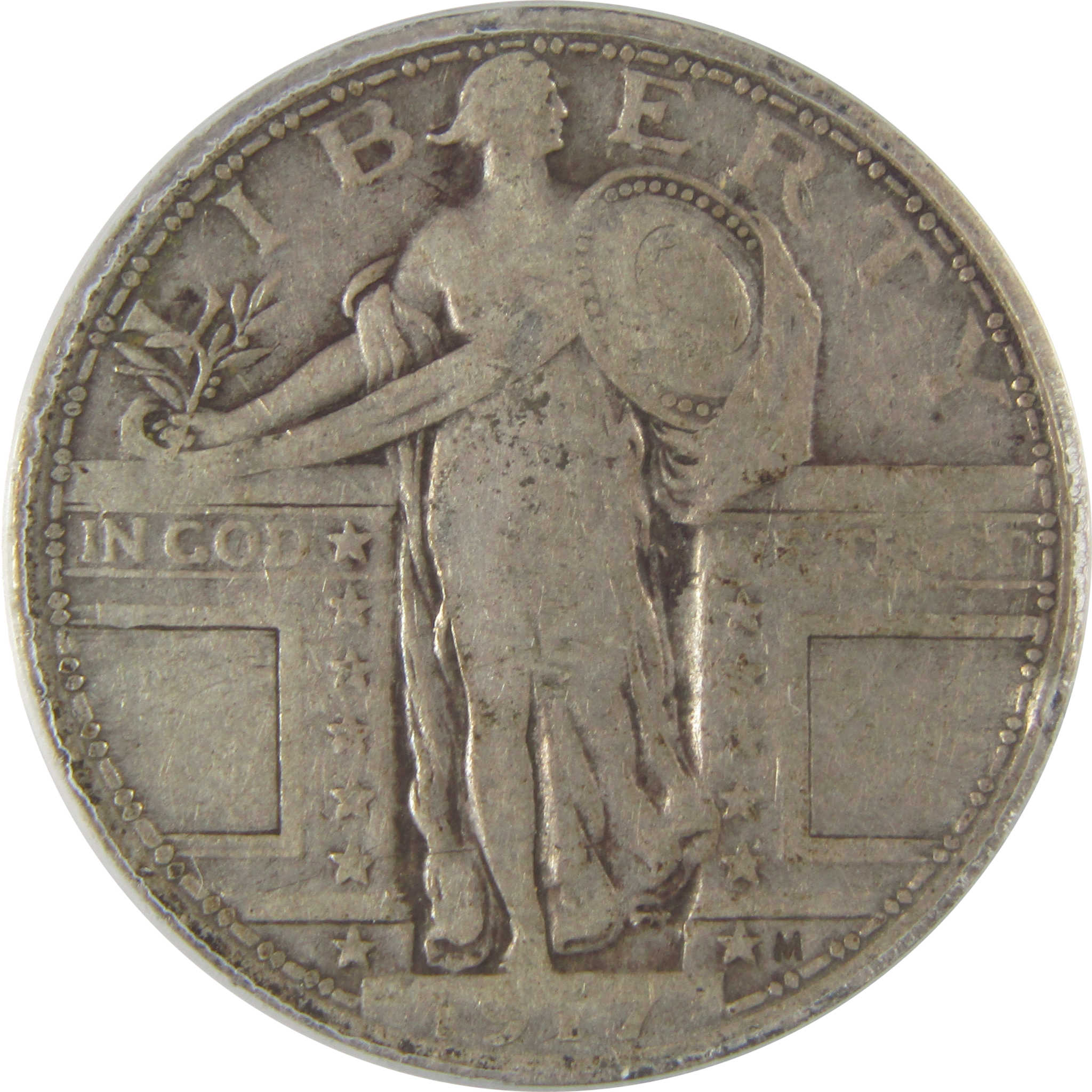 1917 Type 1 Standing Liberty Quarter F 15 ANACS Silver SKU:I20193