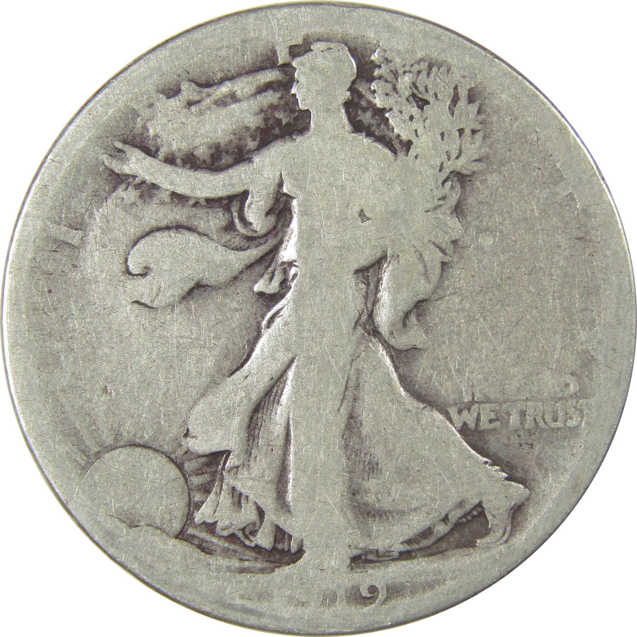 1919 S Liberty Walking Silver Half Dollar AG About Good SKU:I23972
