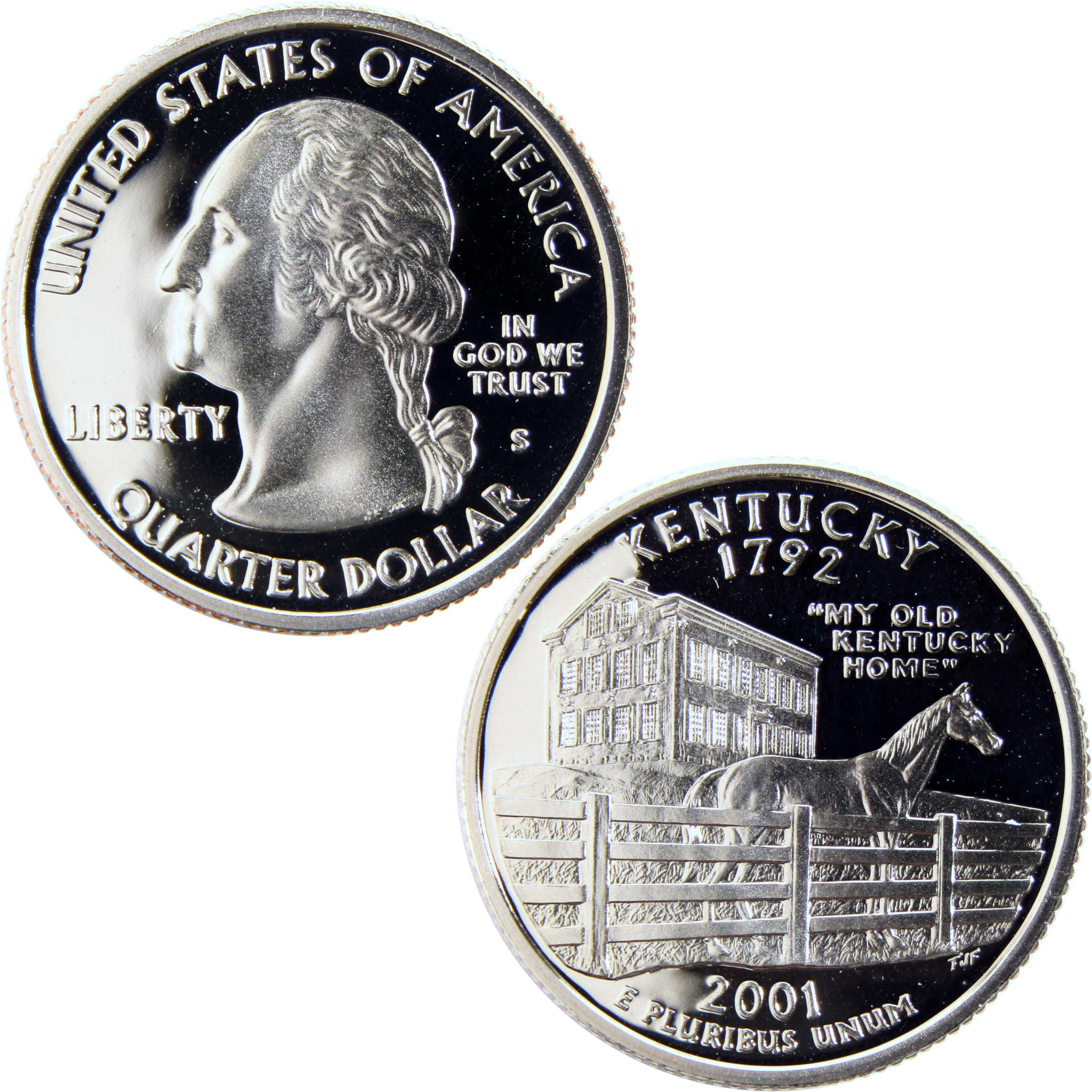 2001 S Kentucky State Quarter Clad 25c Proof Coin
