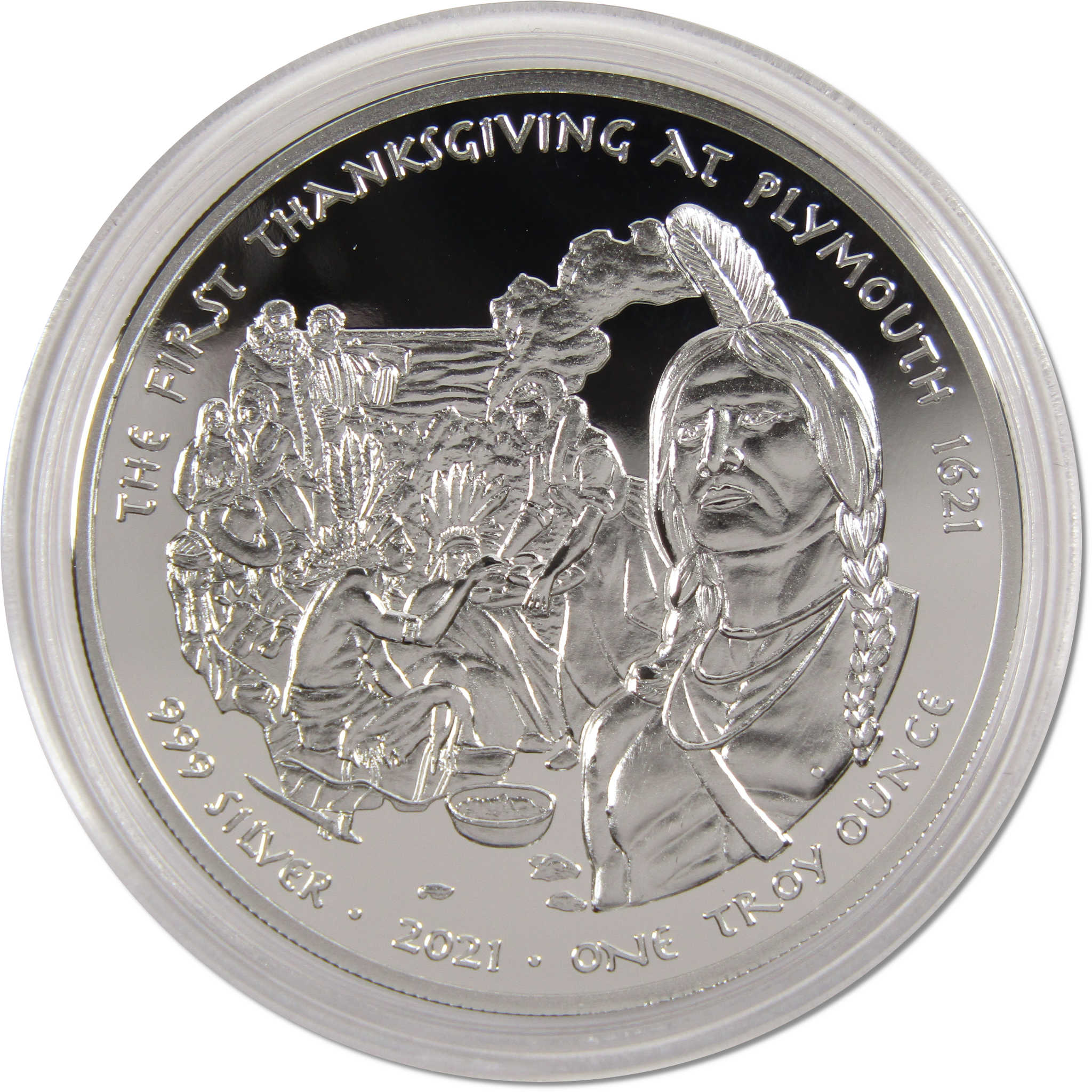 2021 Native American Oglala Sioux First Thanksgiving 1 oz .999 Silver