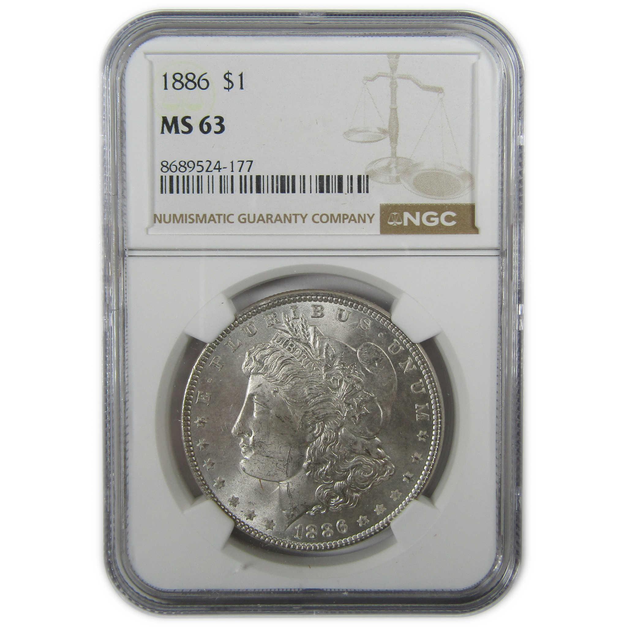 1886 Morgan Silver Dollar MS 63 NGC Uncirculated $1 Coin SKU:CP402 - Morgan coin - Morgan silver dollar - Morgan silver dollar for sale - Profile Coins & Collectibles