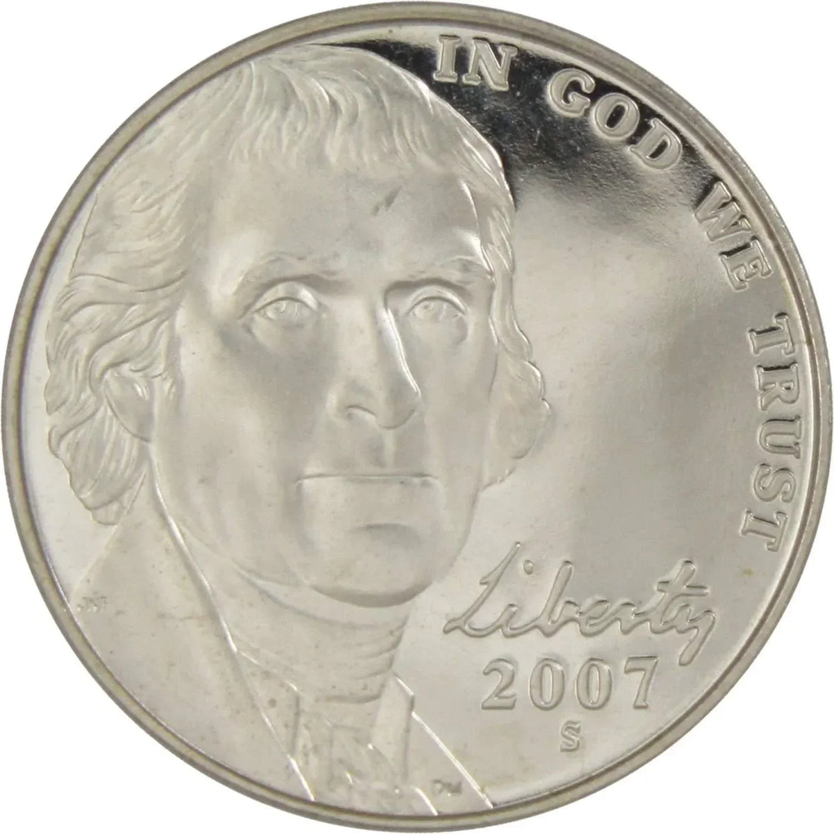 2007 S Jefferson Nickel Proof 5c Coin Collectible