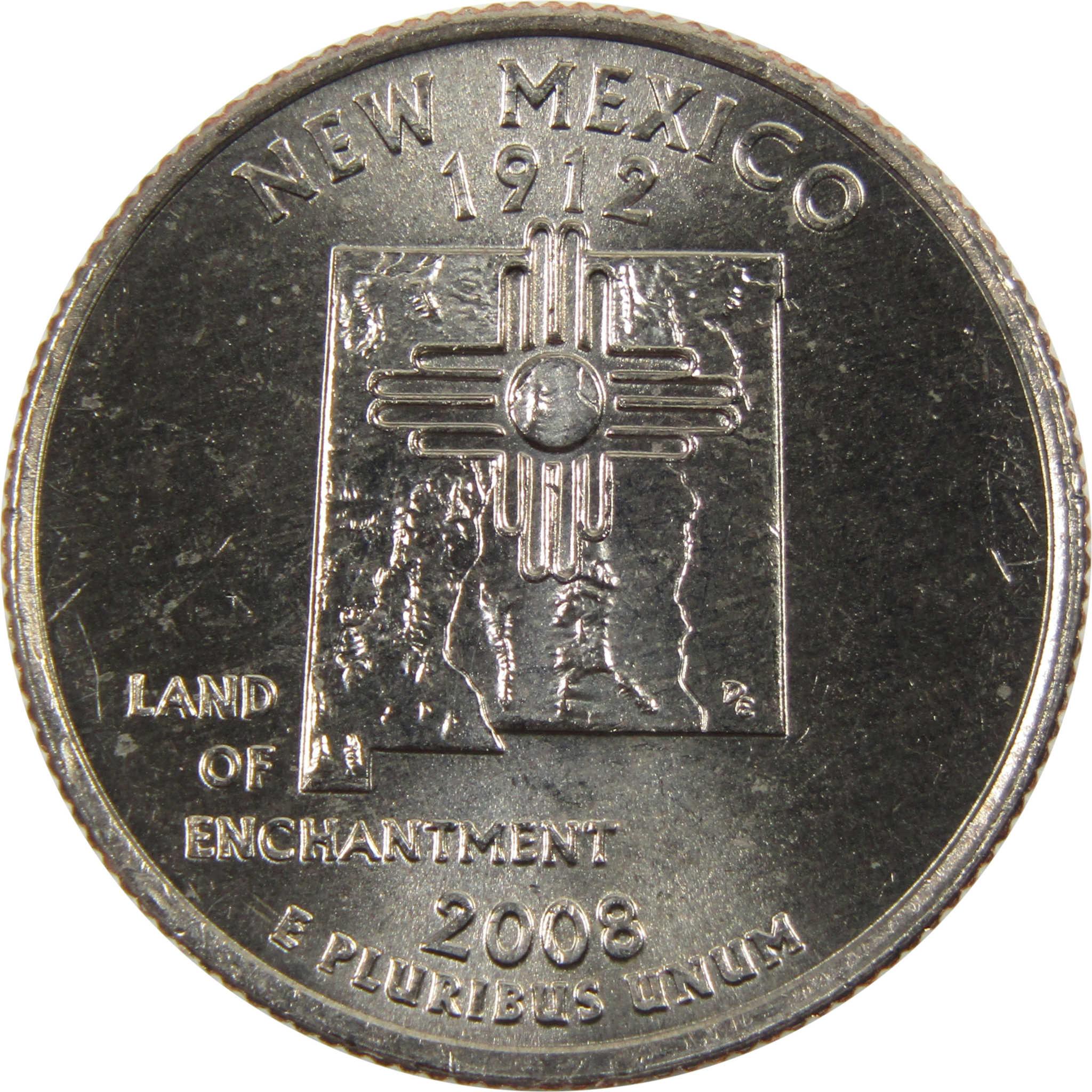 2008 P New Mexico State Quarter BU Uncirculated Clad 25c Coin