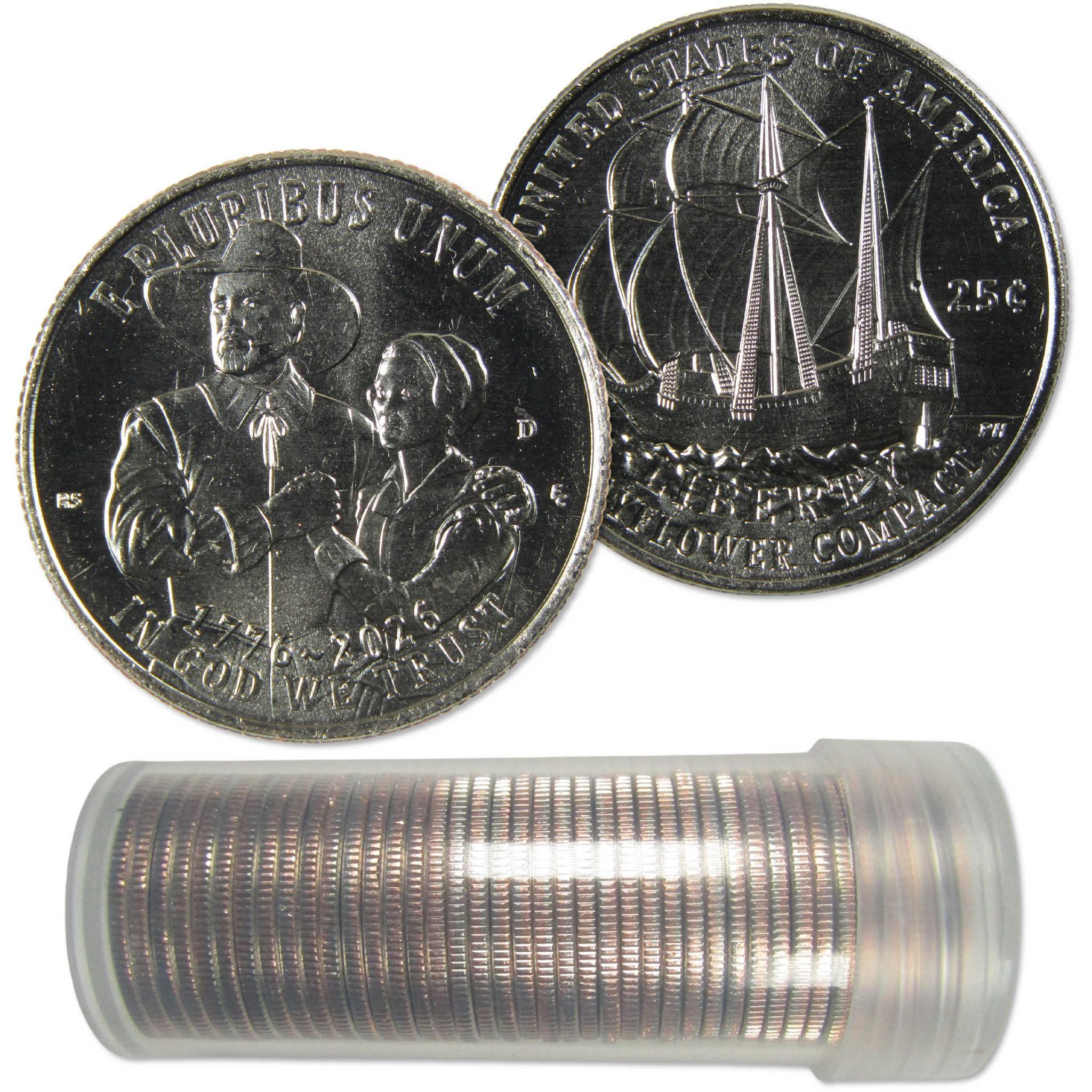 2026 D Mayflower Compact Semiquincentennial Quarter Roll Uncirculated