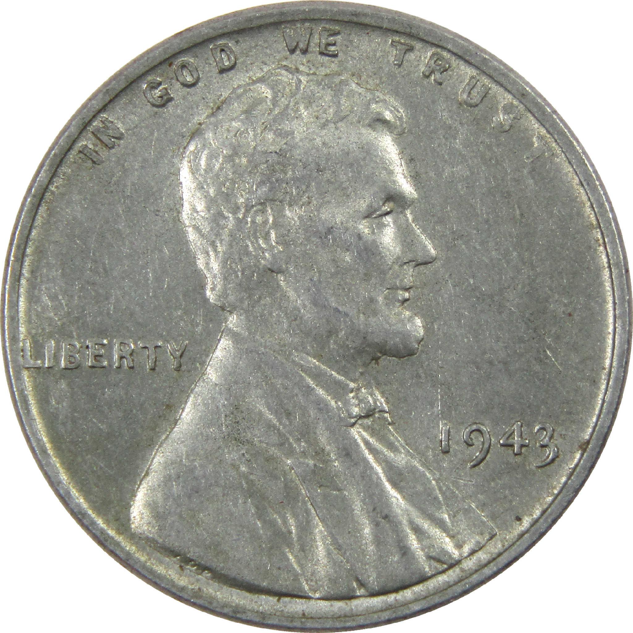 1943 Lincoln Wheat Cent AU About Uncirculated Steel Penny 1c Coin