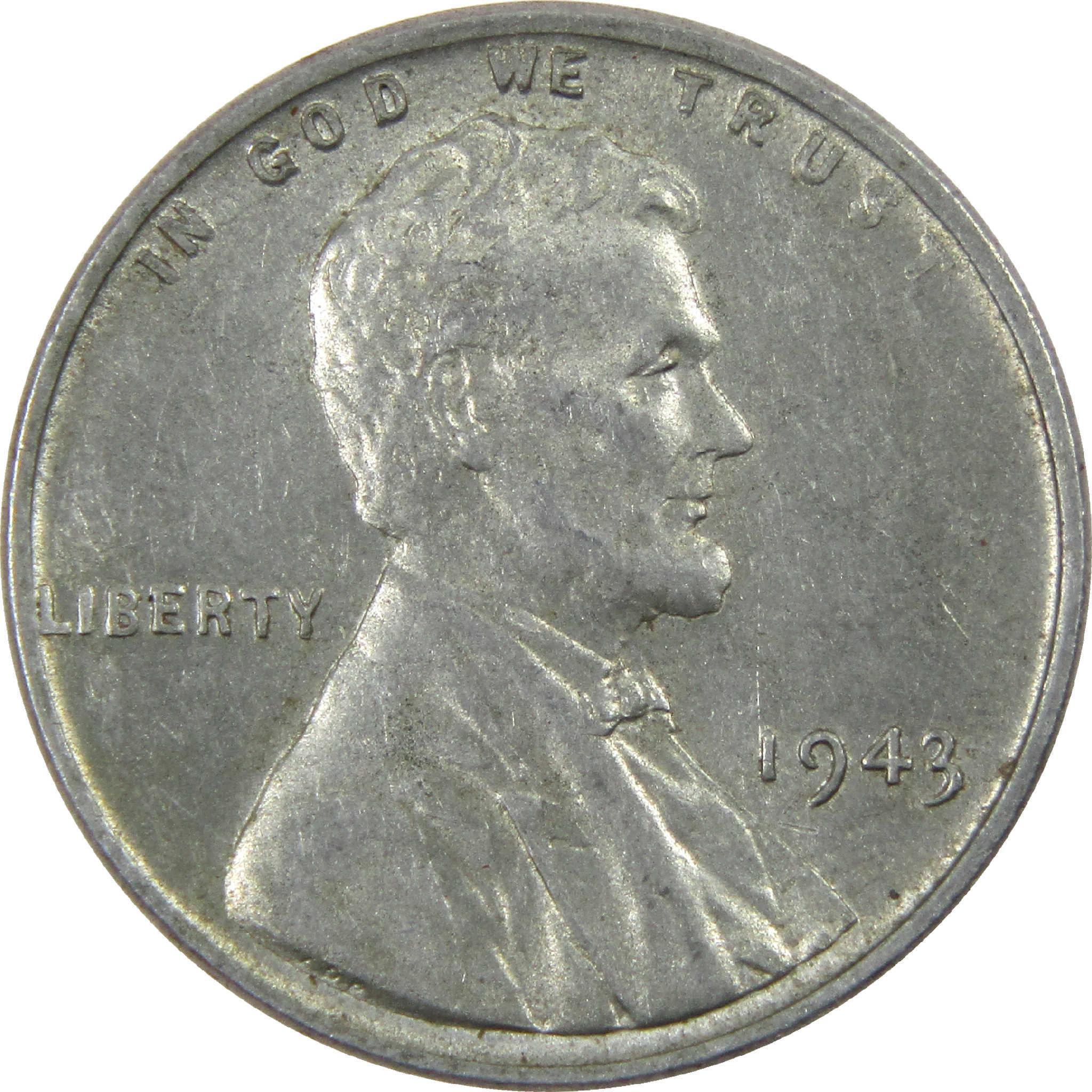 1943 Lincoln Wheat Cent AU About Uncirculated Steel Penny 1c Coin