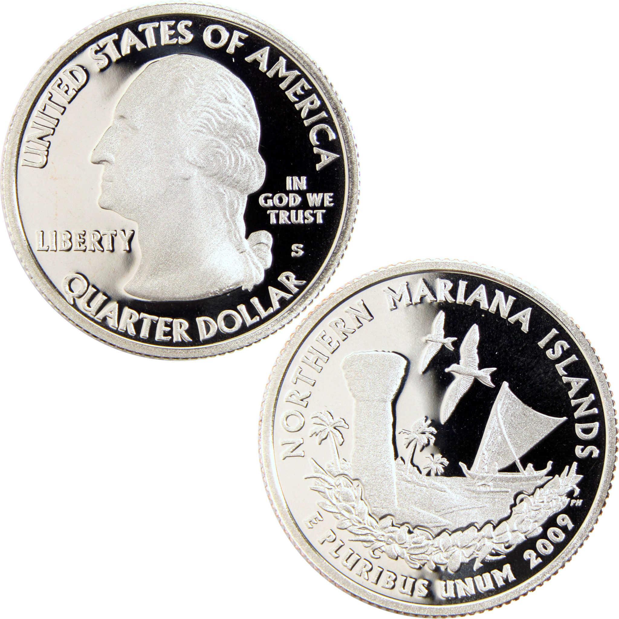 2009 Northern Mariana Islands proof quarter collectible coin, obverse and reverse sides