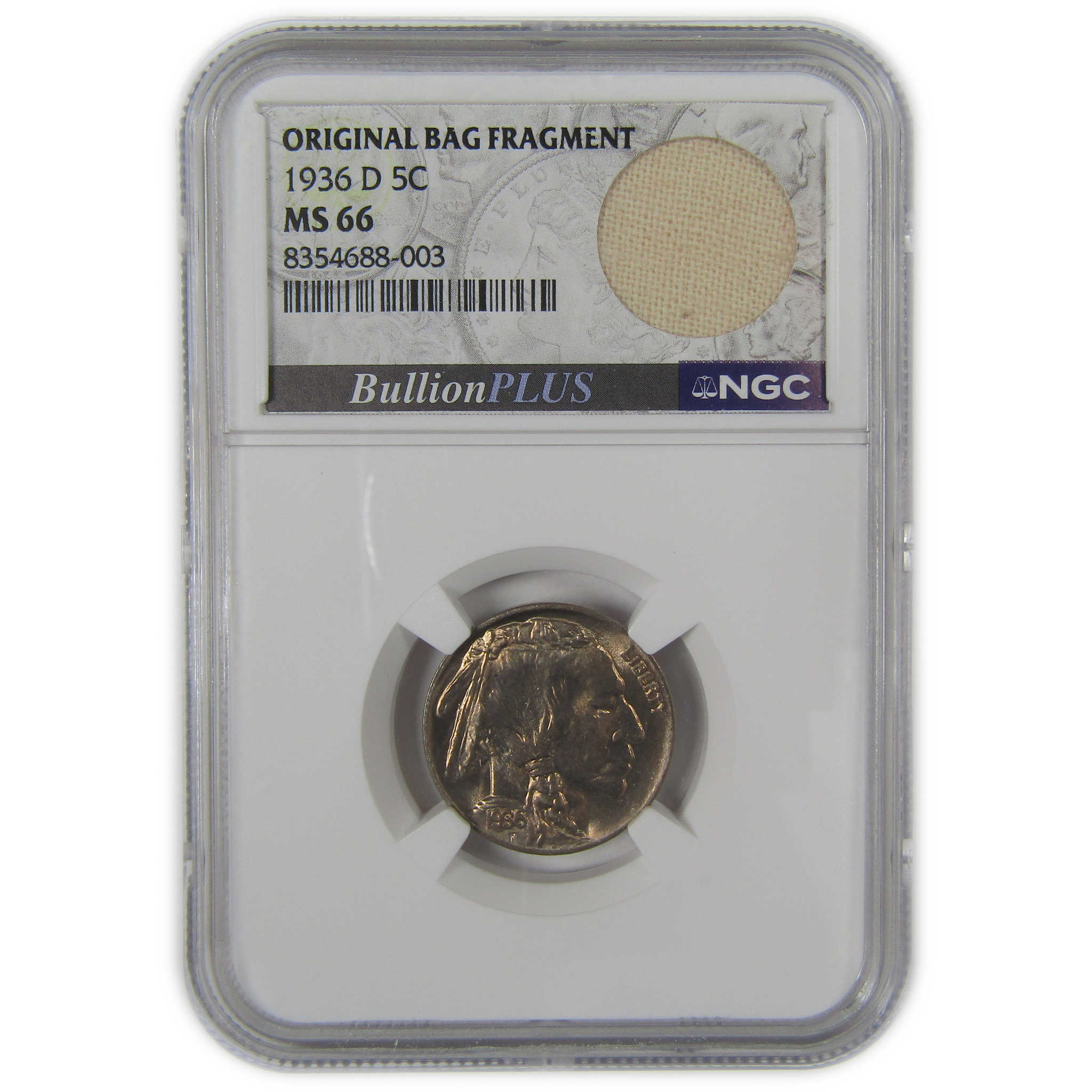 1936 D Indian Head Buffalo Nickel MS 66 NGC Bag Fragment SKU:I22660