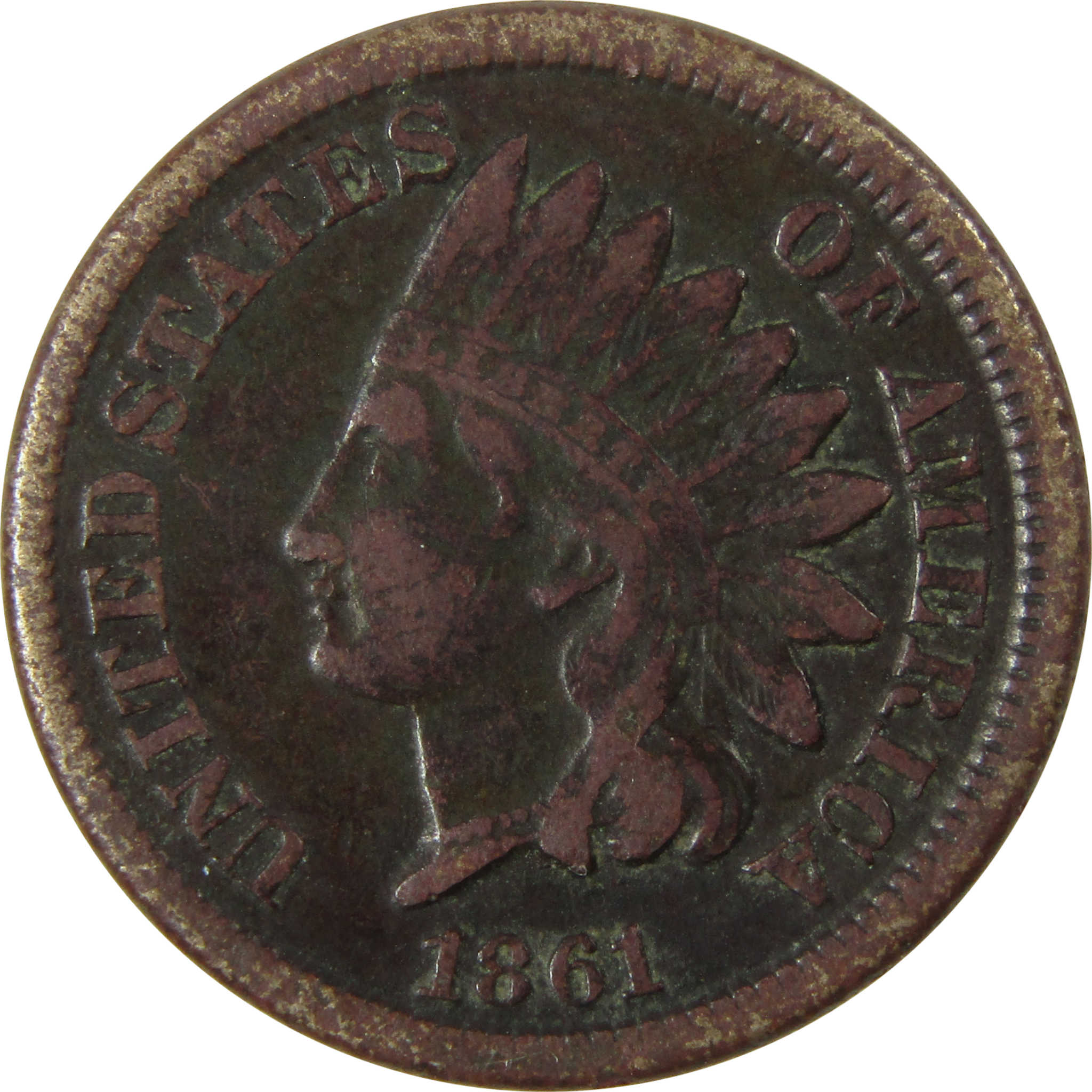 1861 Indian Head Cent F Fine Details Penny 1c Coin SKU:CP1186