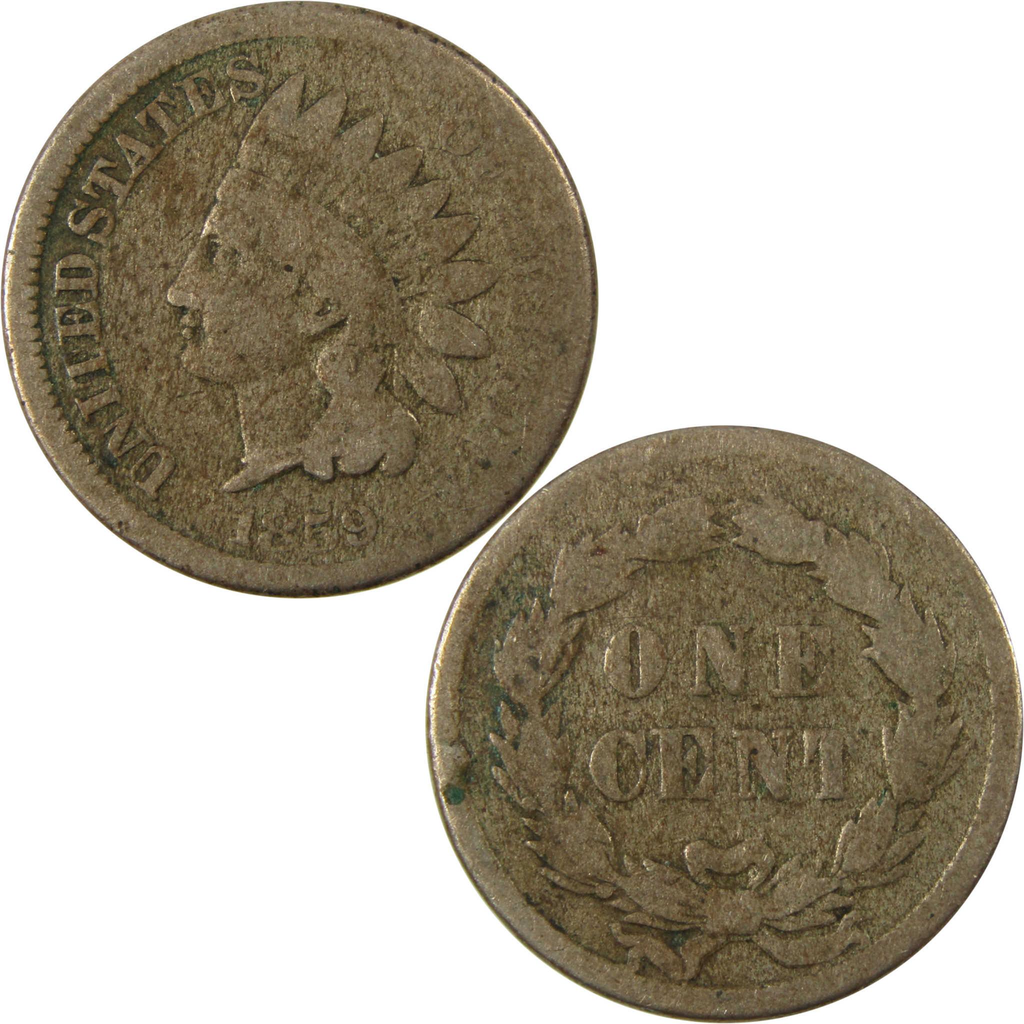1859 Indian Head Cent AG About Good Penny 1c Coin SKU:CP1319
