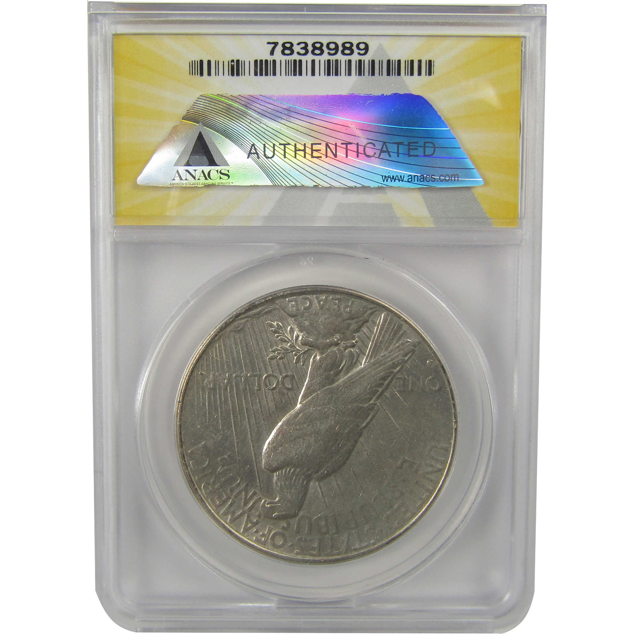 1934 D Peace Dollar AU 50 Details ANACS Silver $1 Coin SKU:I22373
