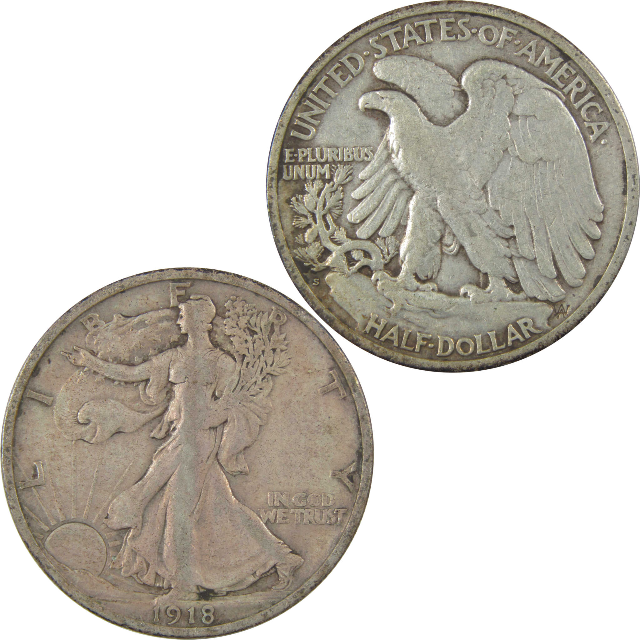 1918 S Liberty Walking Silver Half Dollar VF Very Fine Coin SKU:I24118