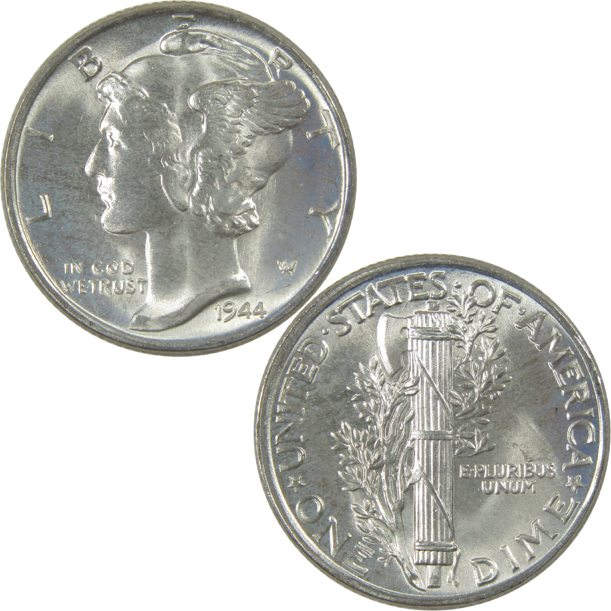 1944 Mercury Dime BU Very Choice Uncirculated Mint State Silver