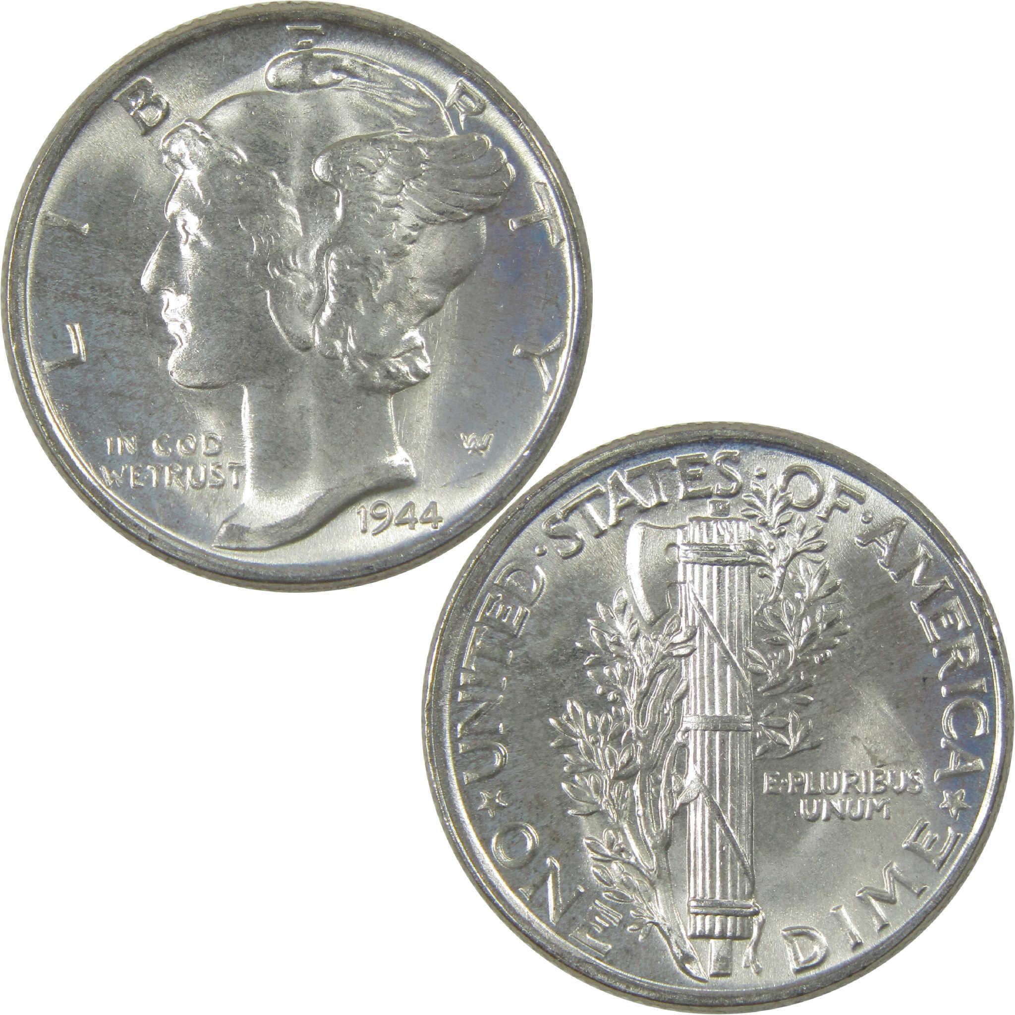 1944 Mercury Dime BU Very Choice Uncirculated Mint State Silver