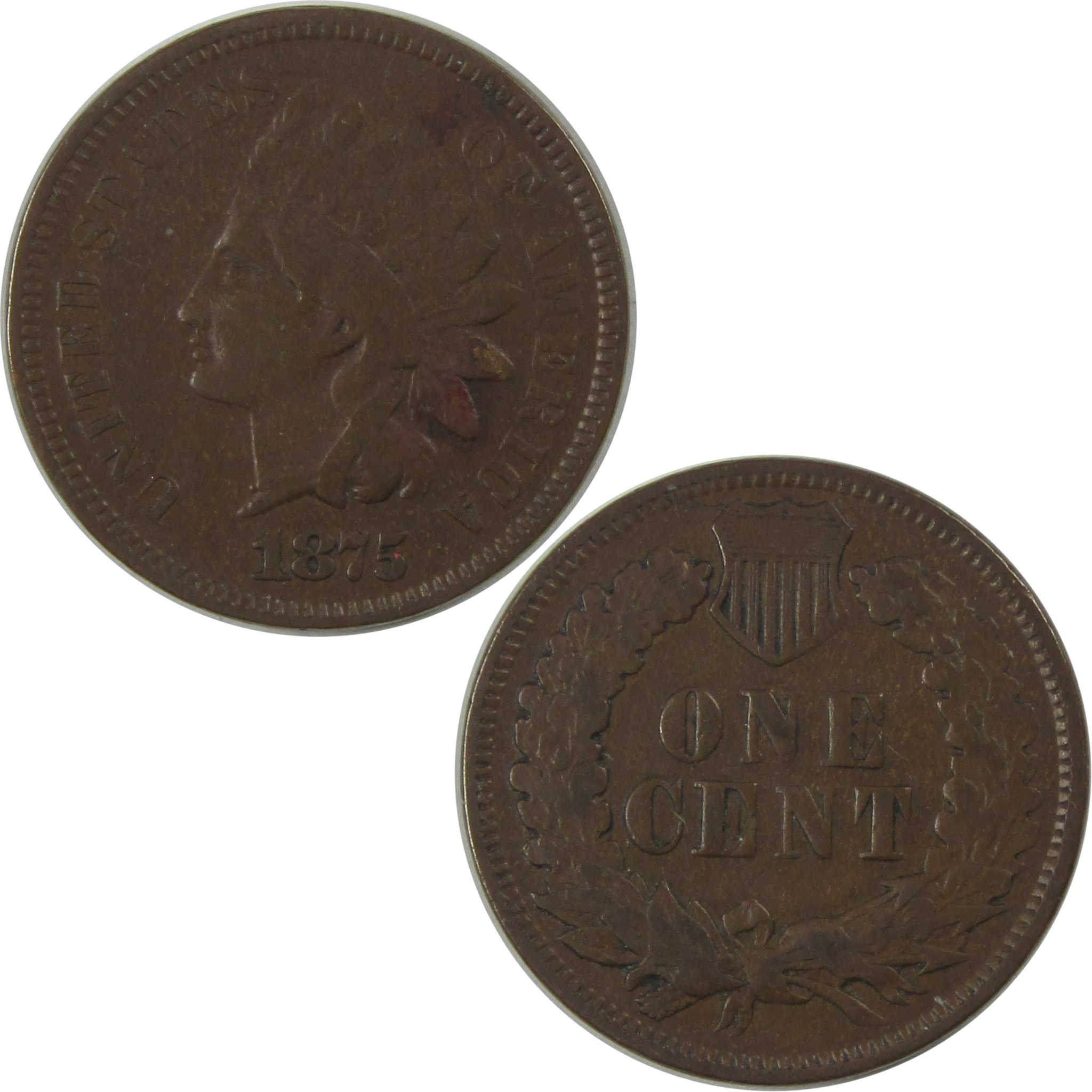 1875 Indian Head Cent F Fine Penny 1c Coin SKU:I22254