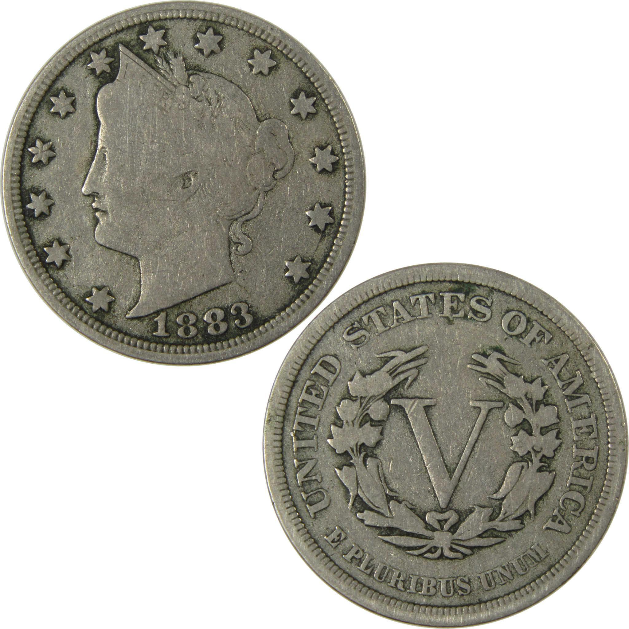 1883 No Cents Liberty Head V Nickel VG Very Good 5c Coin SKU:I26527