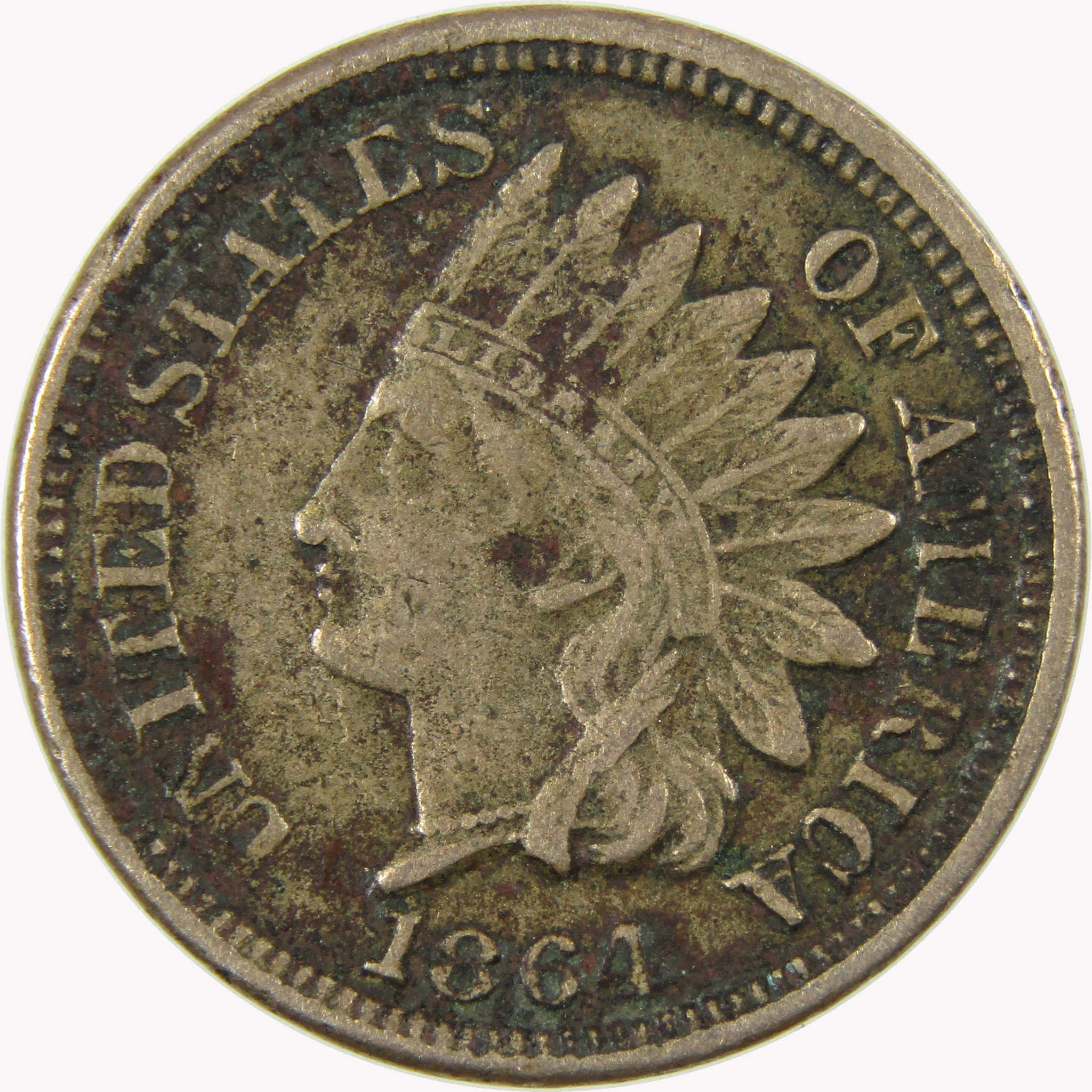 1864 Indian Head Copper-Nickel 1c VF Very Fine Details SKU:CP1081
