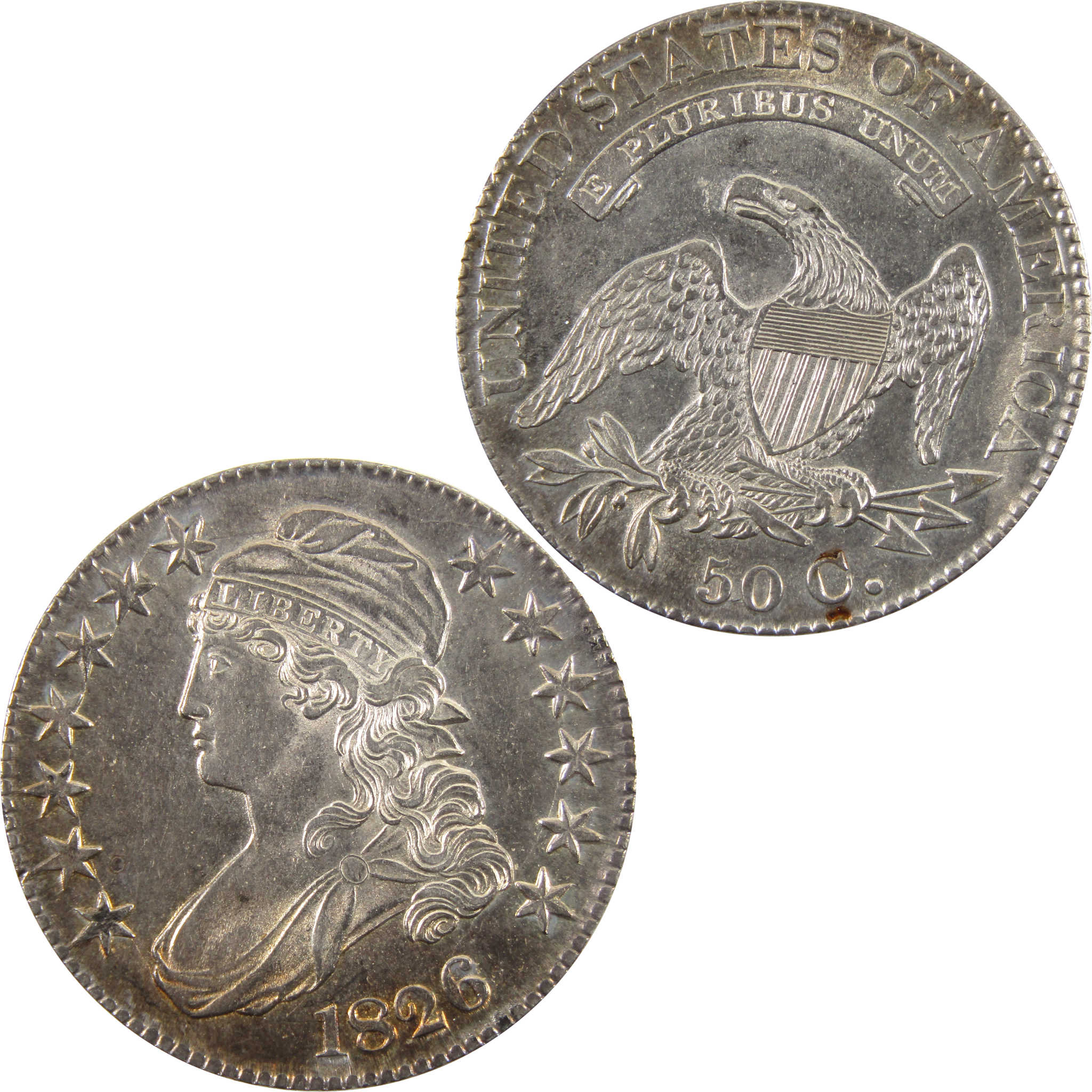 1826 Capped Bust 50c Borderline Unc 89.24% Silver SKU:I10649