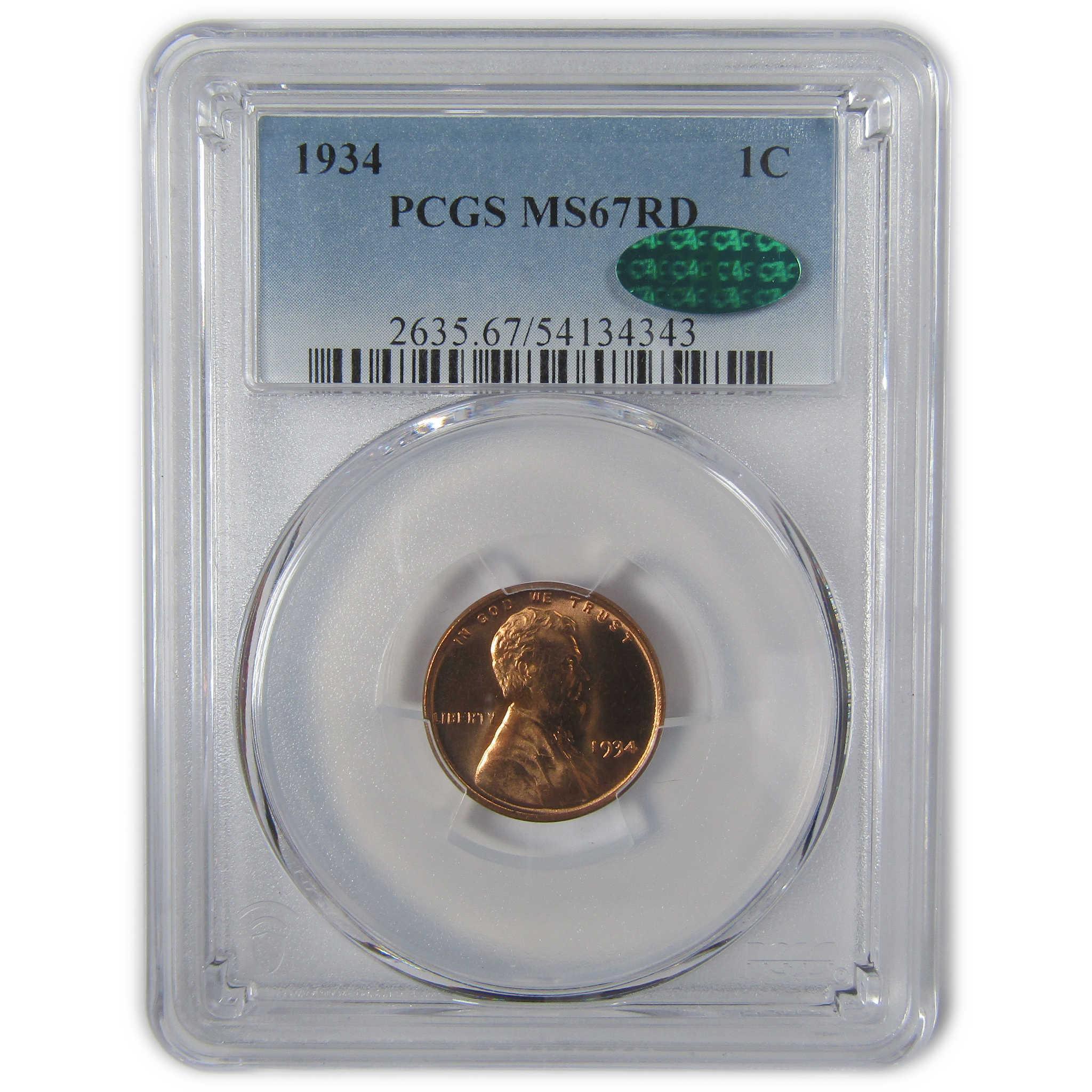 1934 Lincoln Wheat Cent MS 67 RD PCGS CAC Uncirculated SKU:I23349