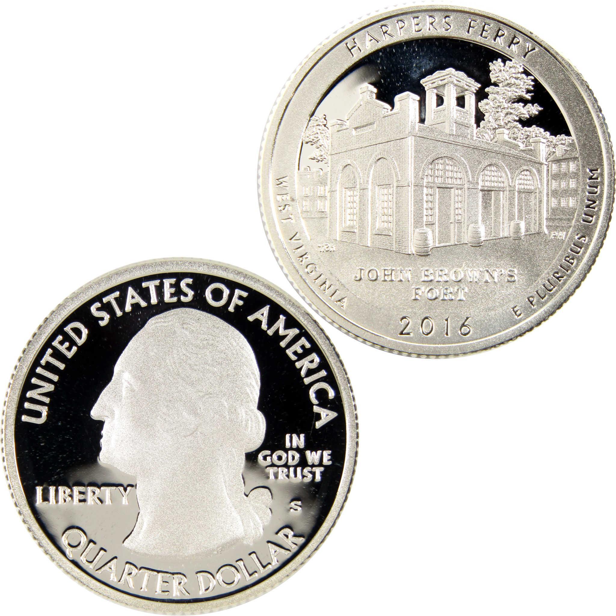 2016 Harpers Ferry West Virginia quarter dollar collectible coin, obverse and reverse sides