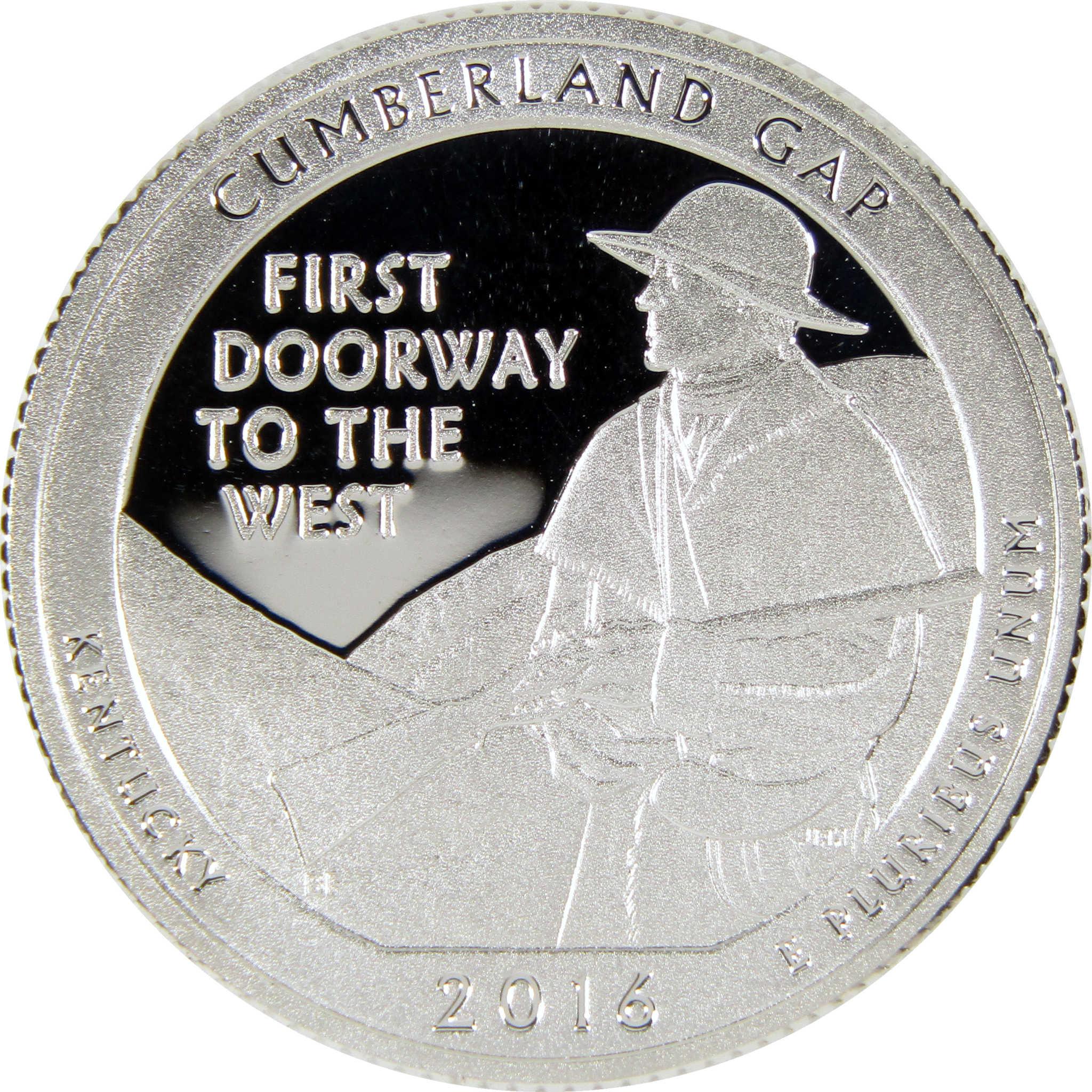 2016 Cumberland Gap Kentucky collectible coin featuring pioneer and First Doorway to the West text