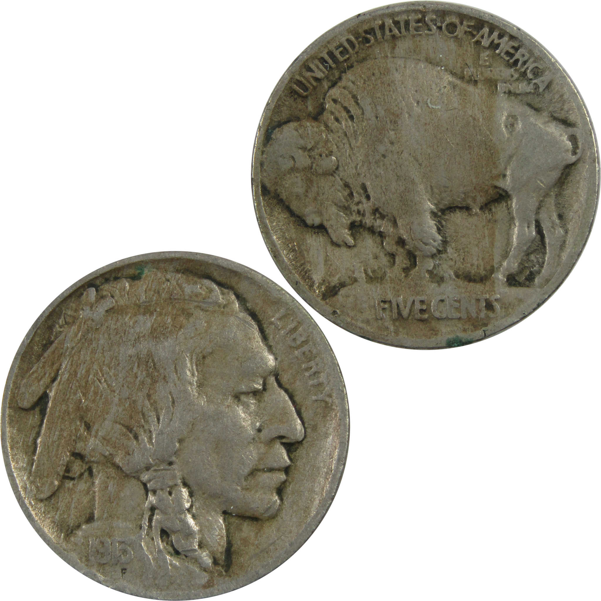 1913 Type 1 Indian Head Buffalo Nickel F Fine 5c Coin SKU:I13471