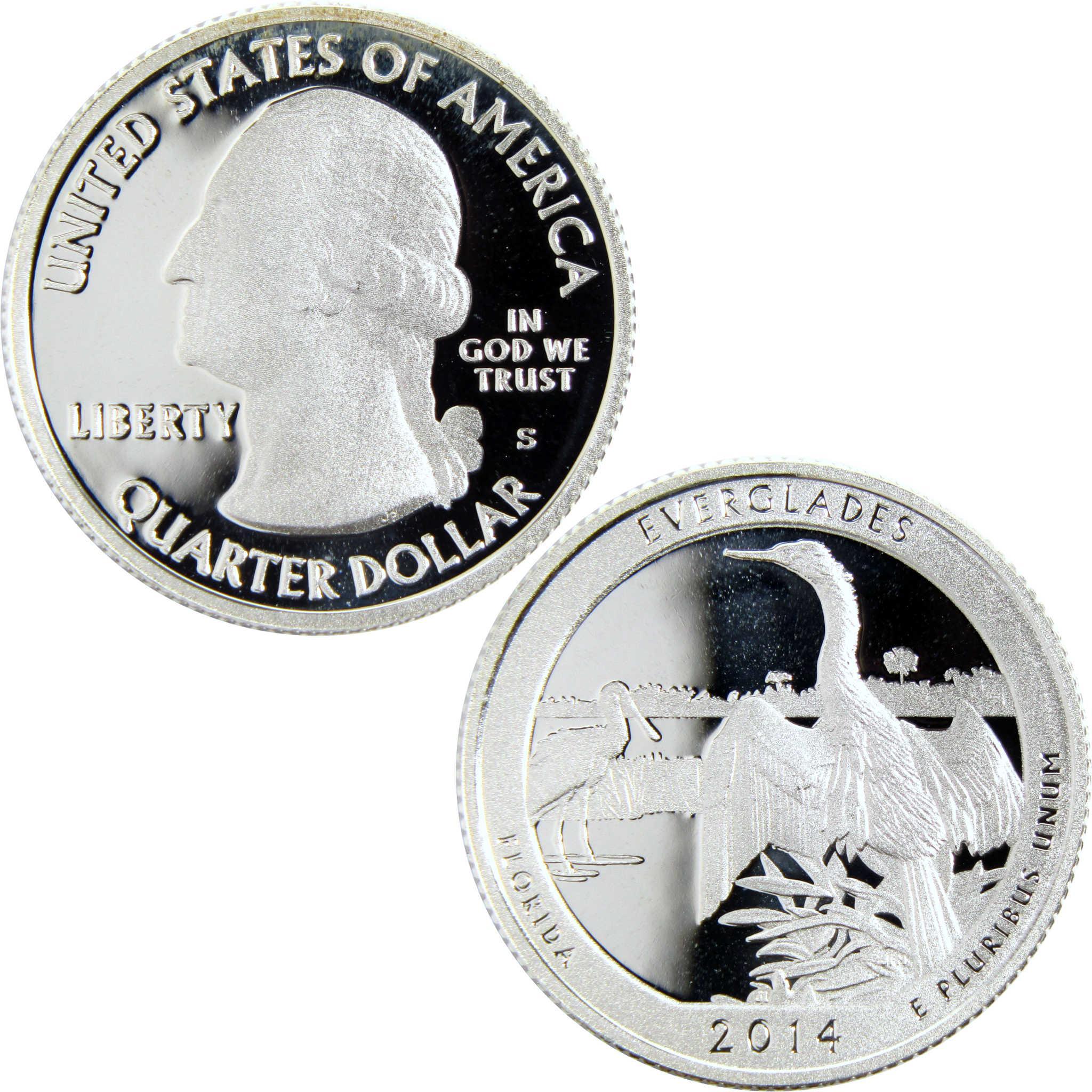 2014 Everglades Florida quarter dollar coin, proof finish, collectible US coin