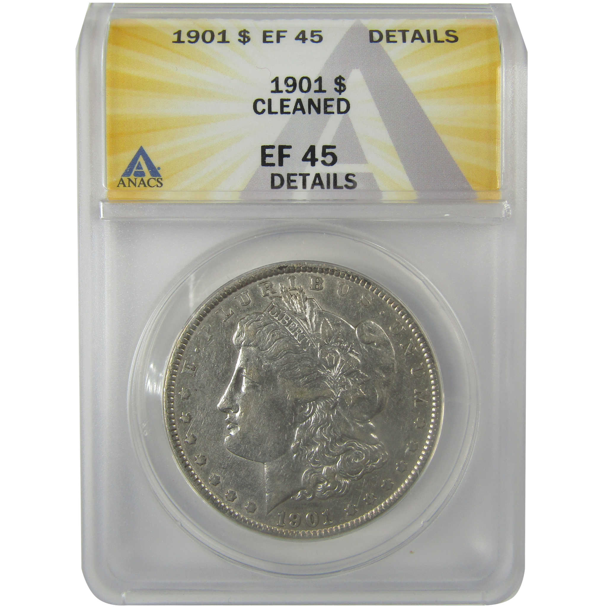 1901 Morgan Dollar EF 45 Details ANACS Silver $1 Coin SKU:I21261 - Morgan coin - Morgan silver dollar - Morgan silver dollar for sale - Profile Coins & Collectibles