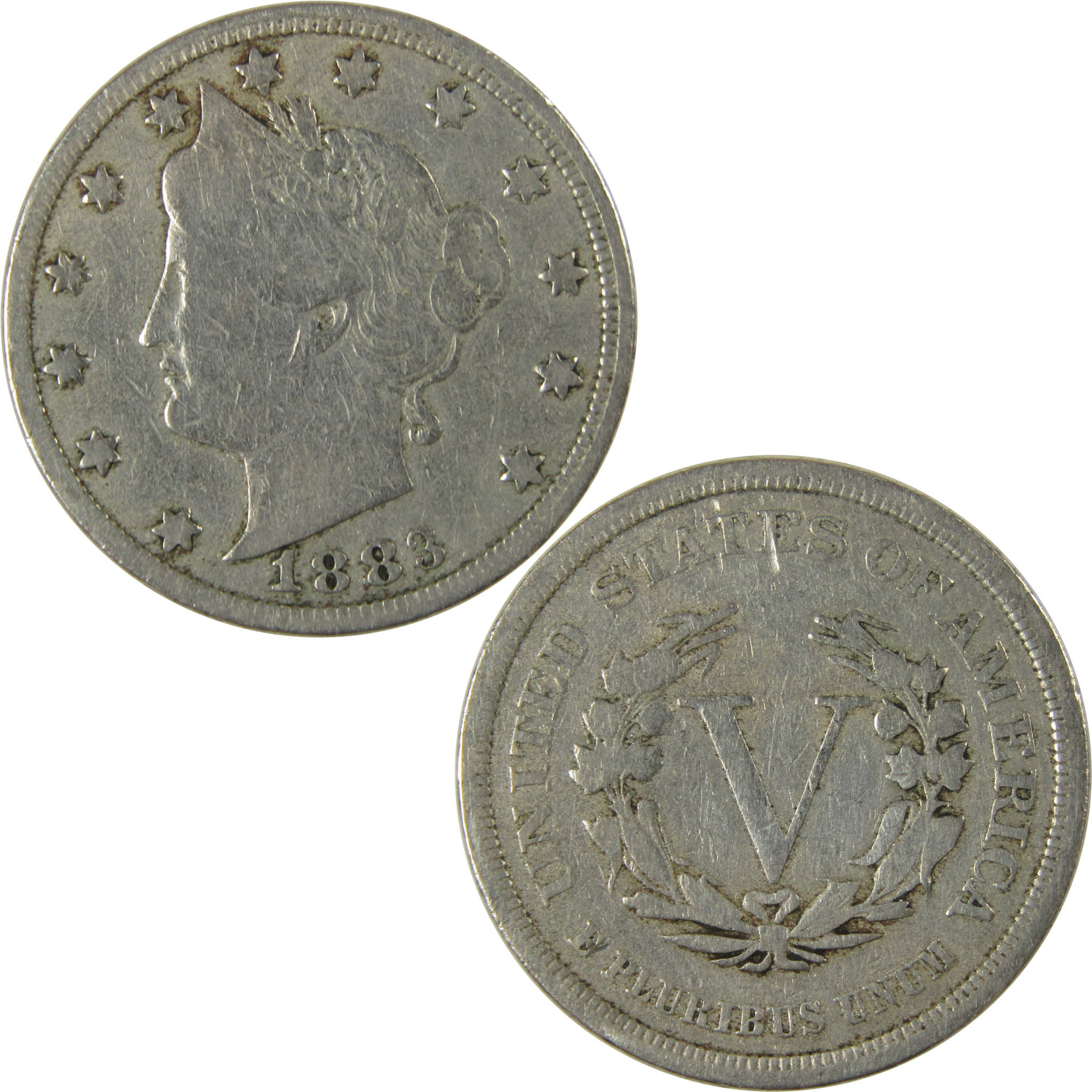 1883 No Cents Liberty Head V Nickel F Fine 5c Coin SKU:I26499