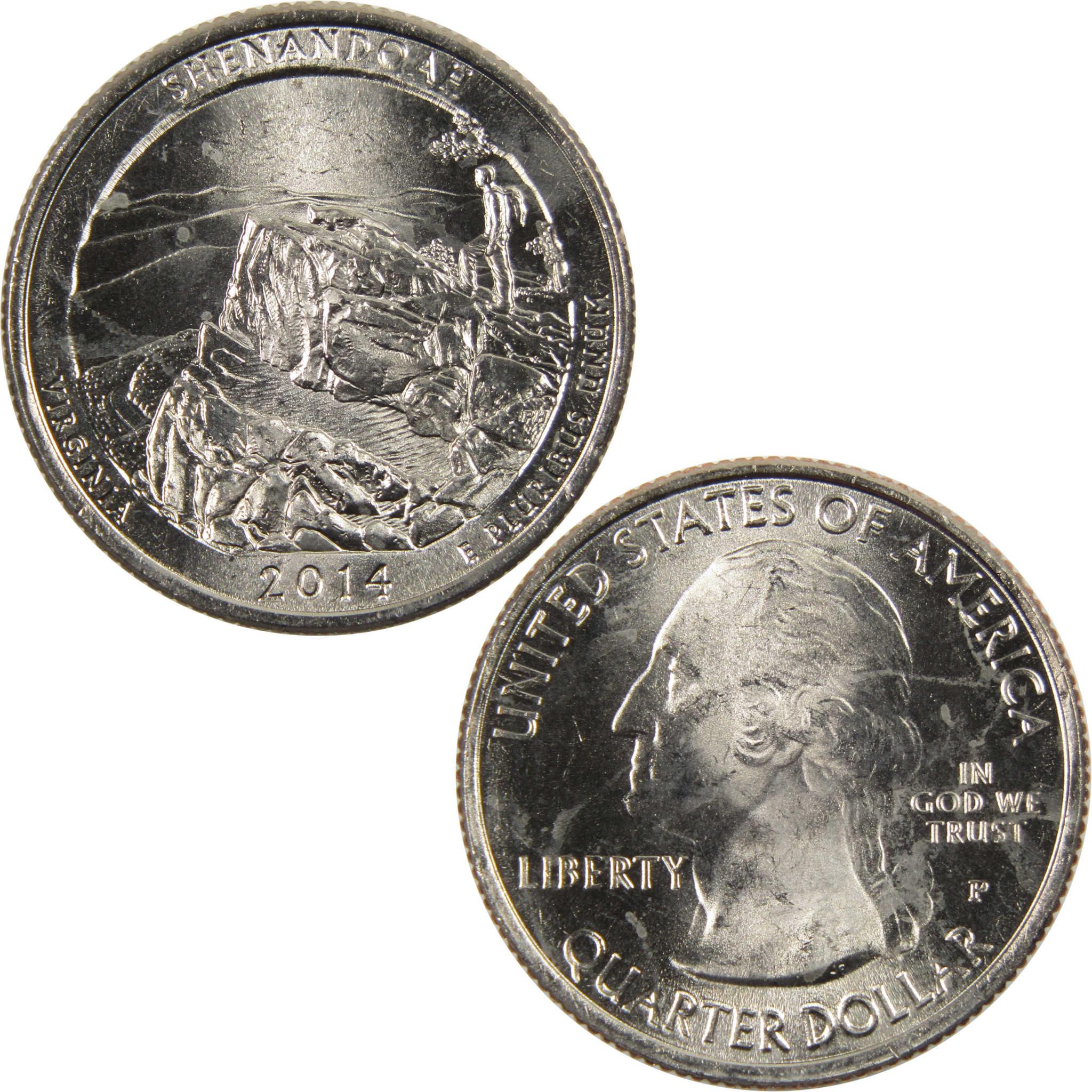 2014 P Shenandoah National Park Quarter BU Uncirculated Clad 25c Coin