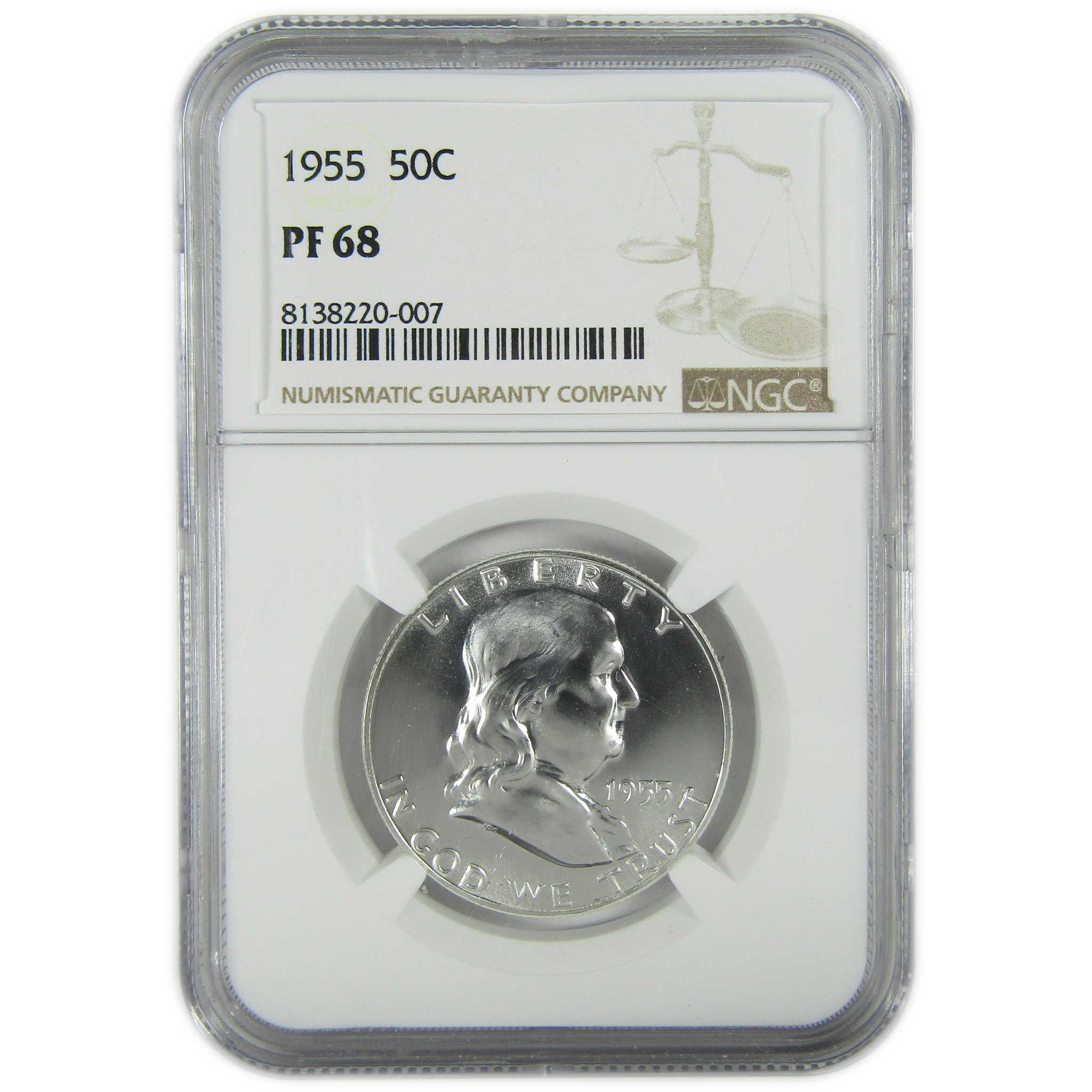 1955 Franklin Silver Half Dollar PF 68 NGC Proof 50c Coin SKU:I27412