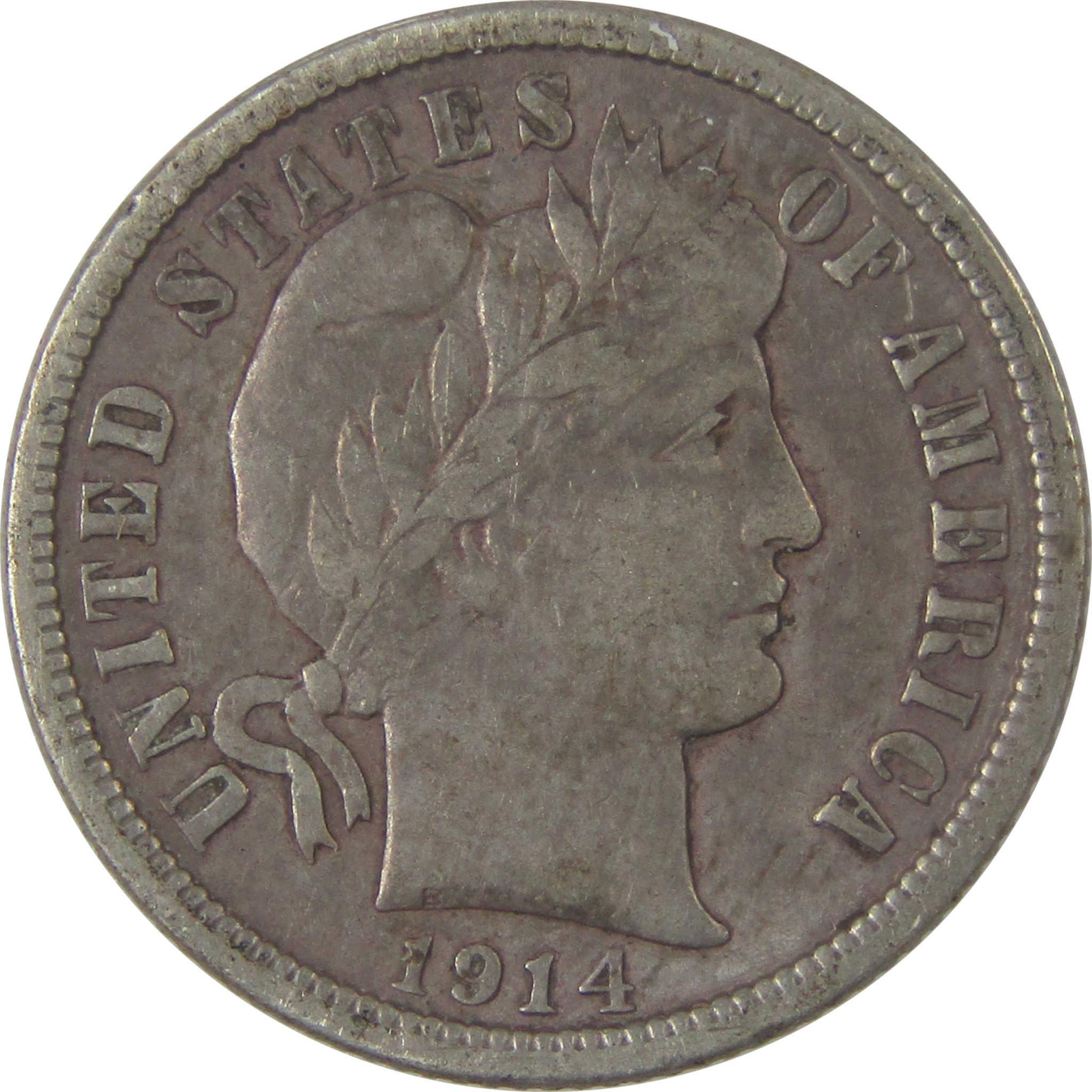 1914 Barber Silver Dime VF Very Fine 10c Coin SKU:I25332