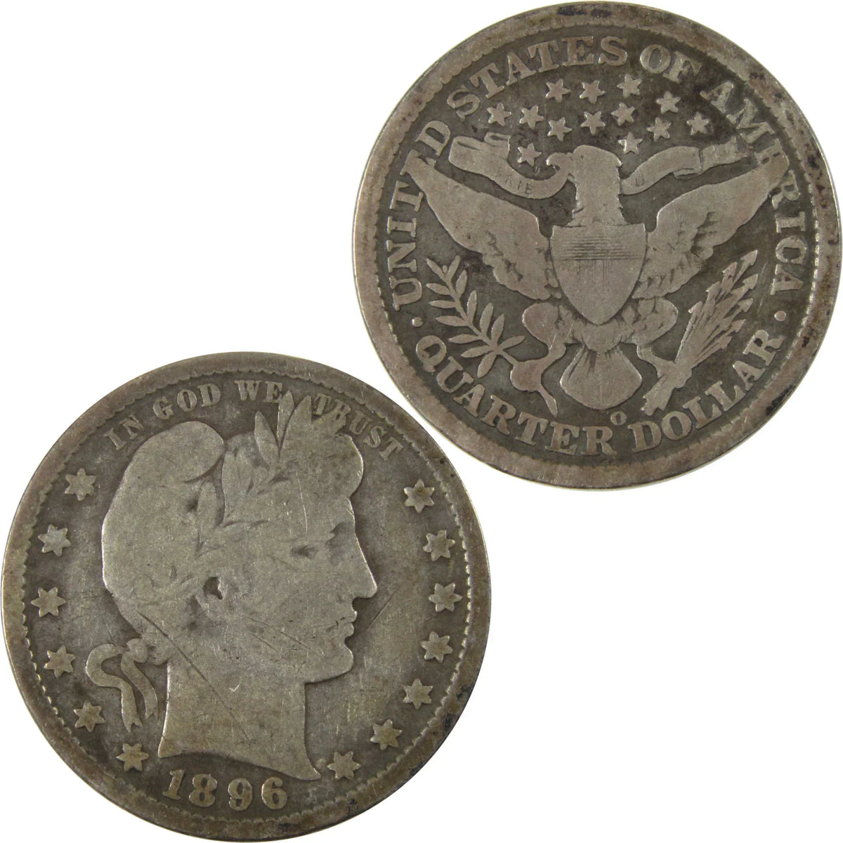 1896 O Barber Silver Quarter VG Very Good Details 25c Coin SKU:I26002