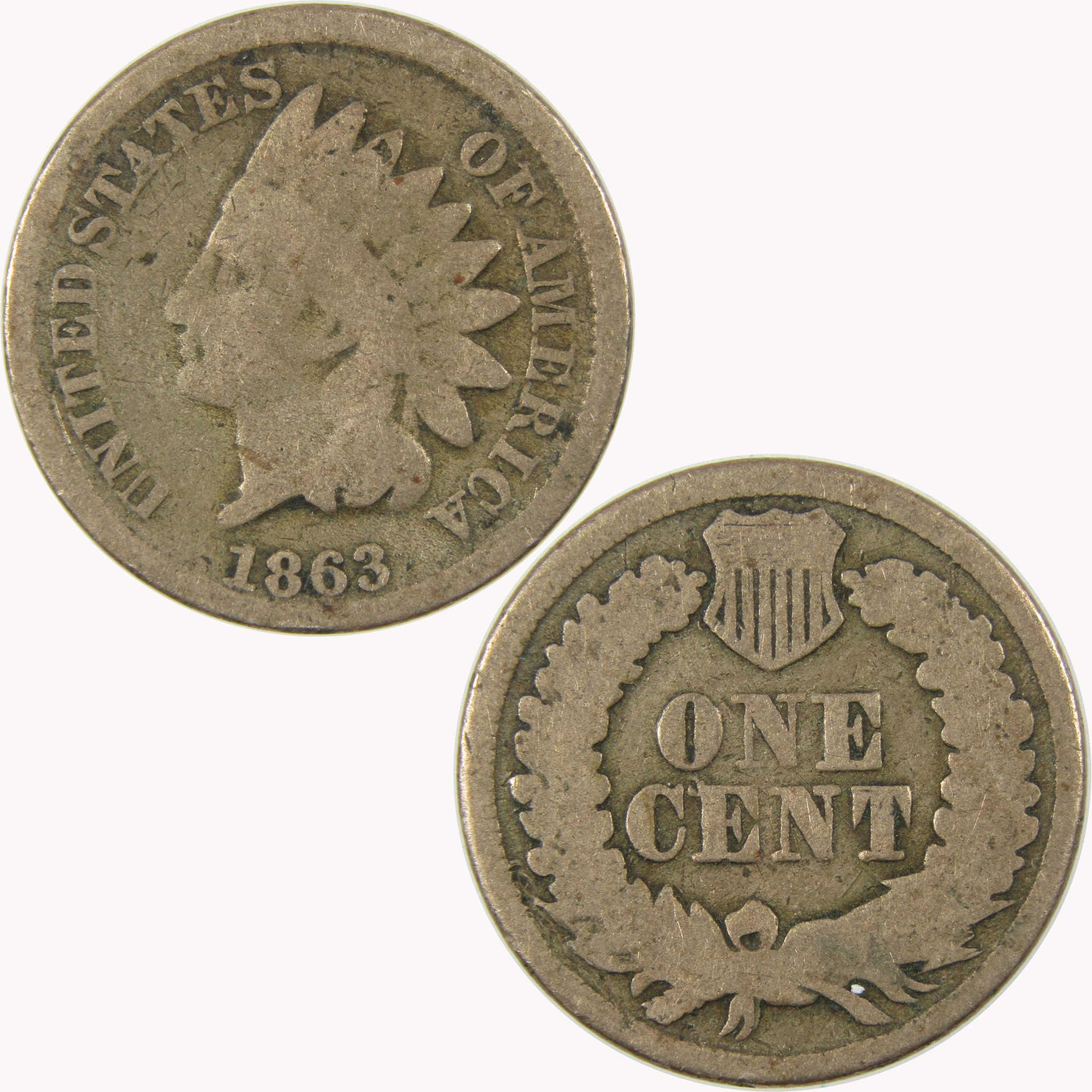 1863 Indian Head Cent G Good Penny 1c Coin SKU:CP1103