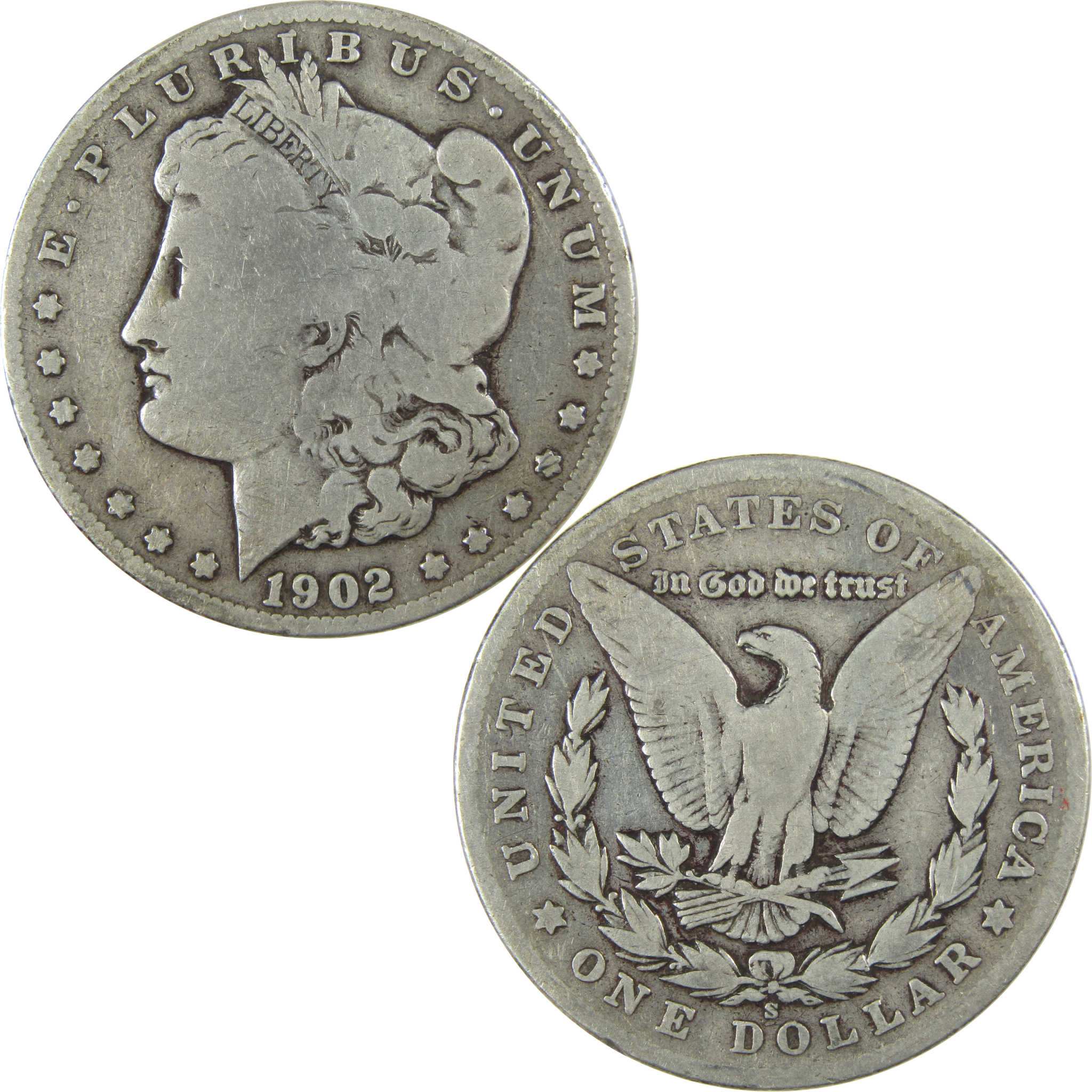 1902 S Morgan Silver Dollar VG Very Good Details $1 Coin SKU:I26604